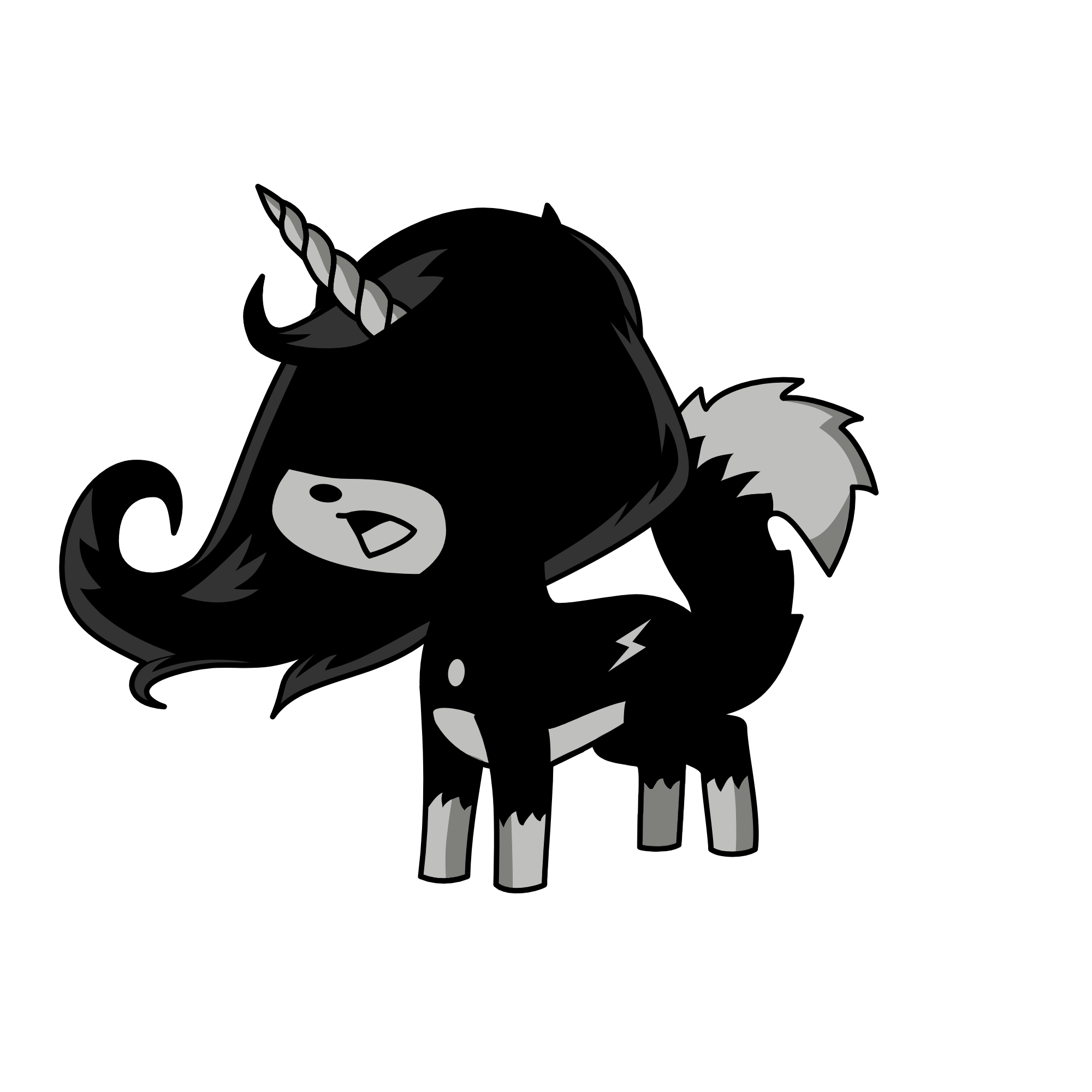 the fox with a unicorn horn that romed solo whith her dark as this fox, the unicorn