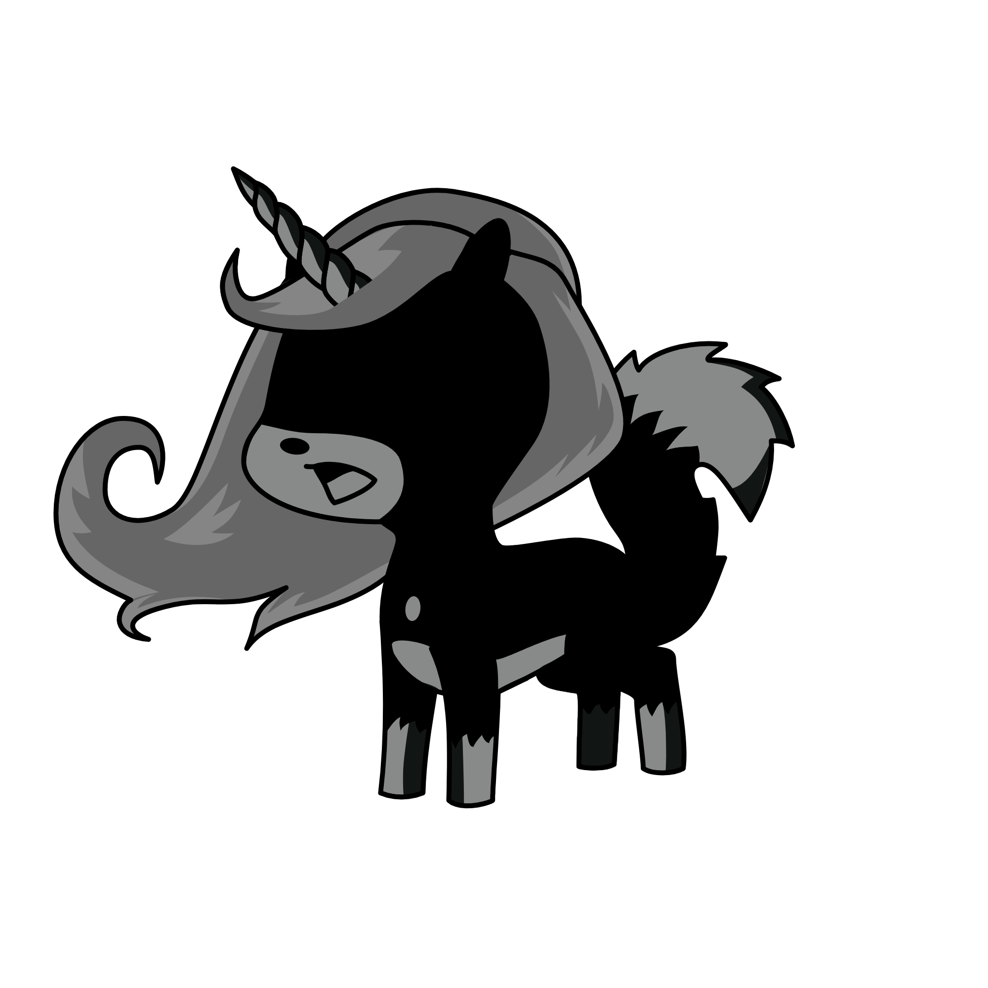 the fox with a unicorn horn that has no name and romed solo with her two sisters that were as dark h, the unicorn