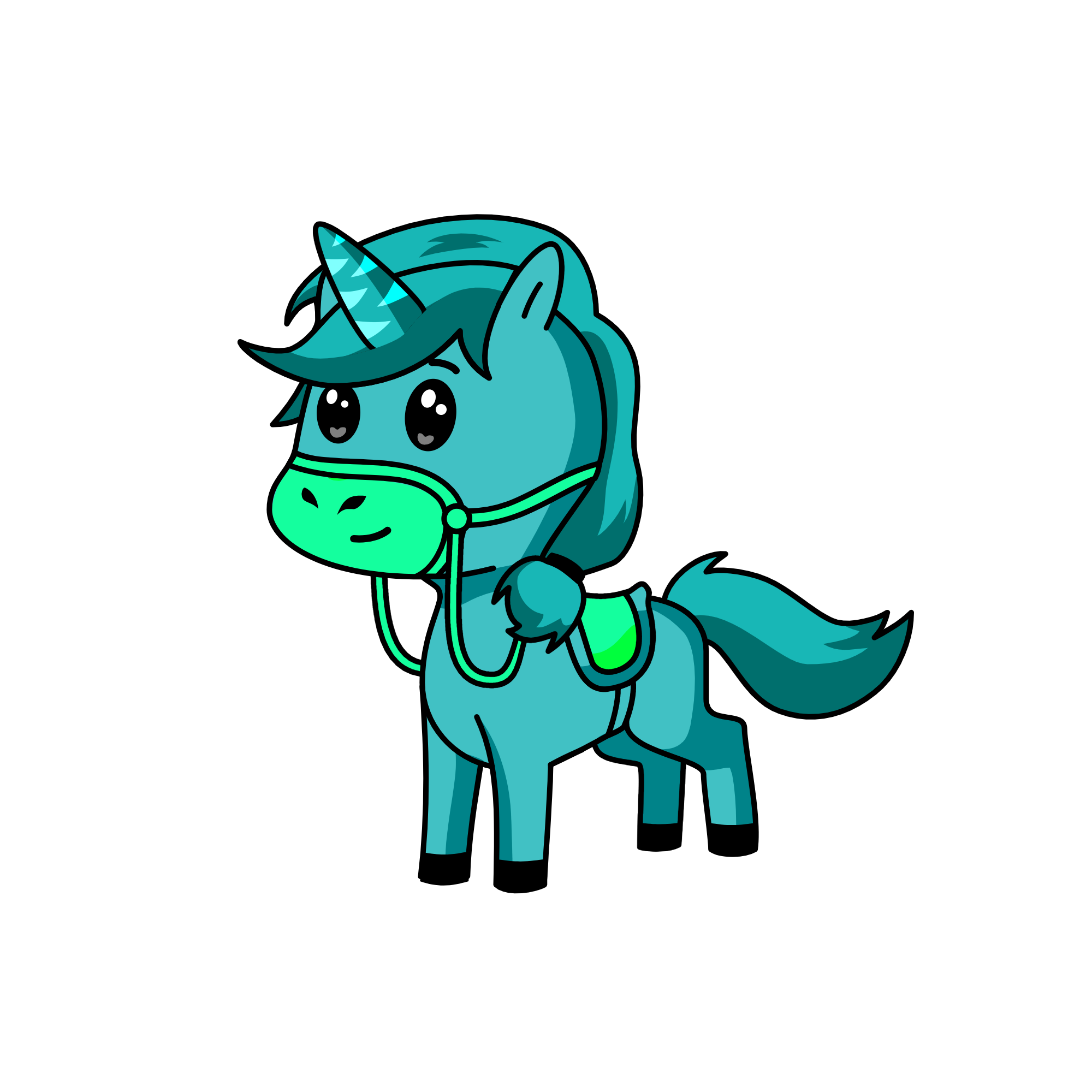 turqoise's twin, blue green, the unicorn