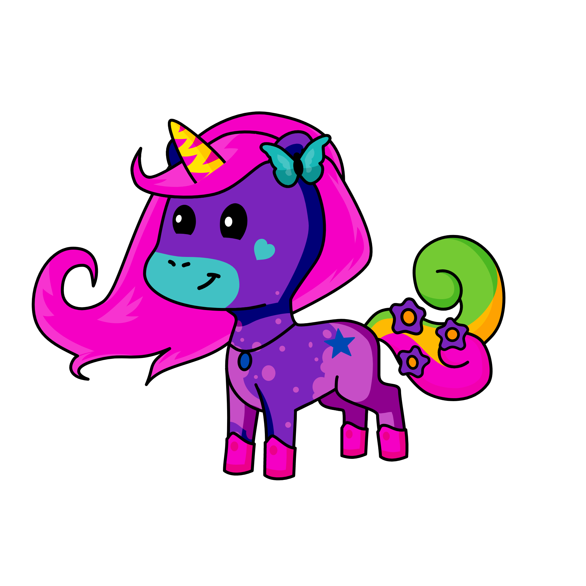 Sparkly, the unicorn