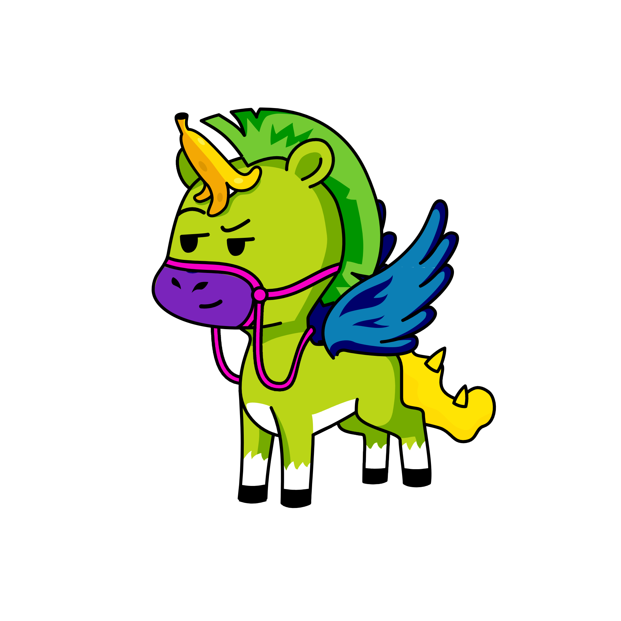 Greenie bannana, the unicorn