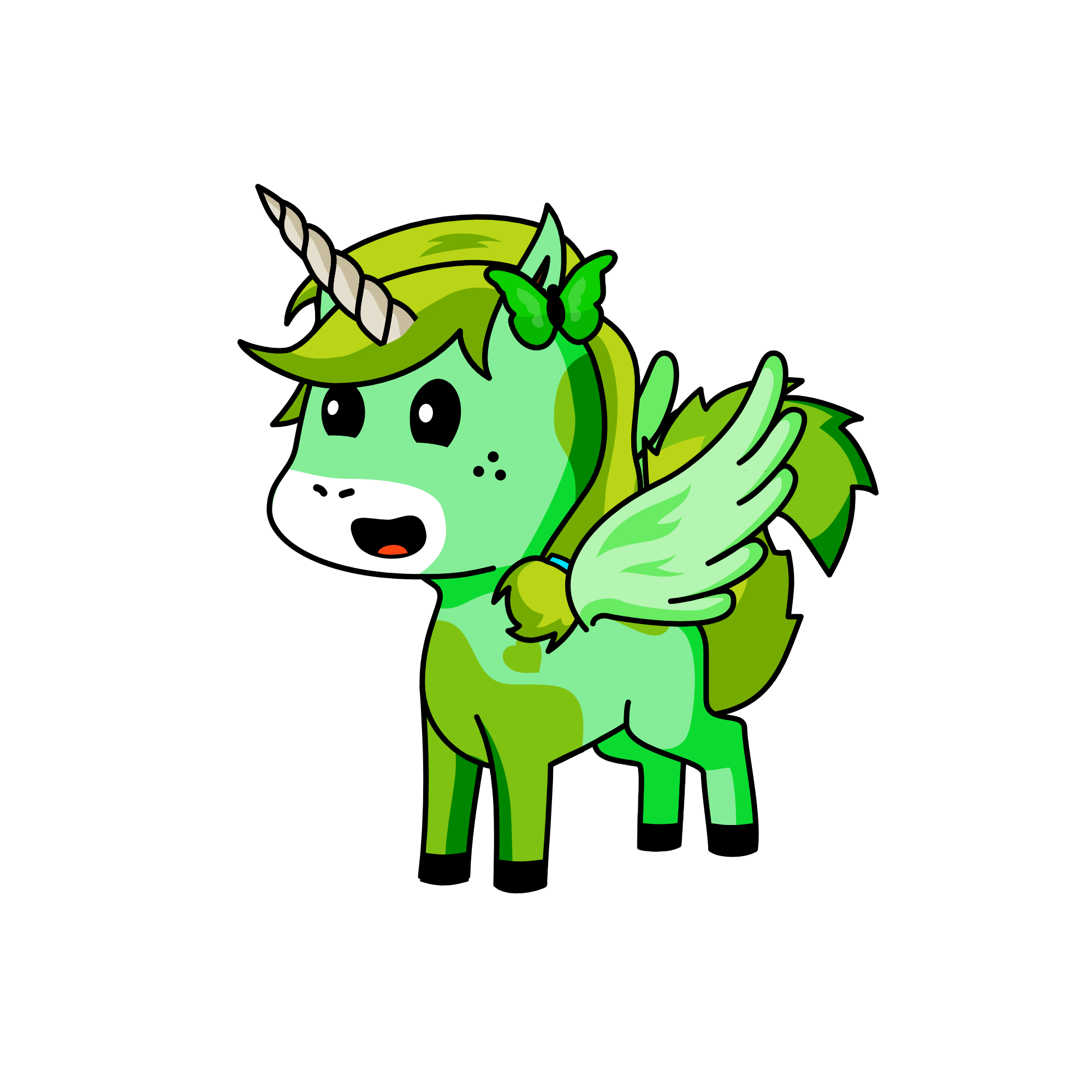 Greenie, the unicorn