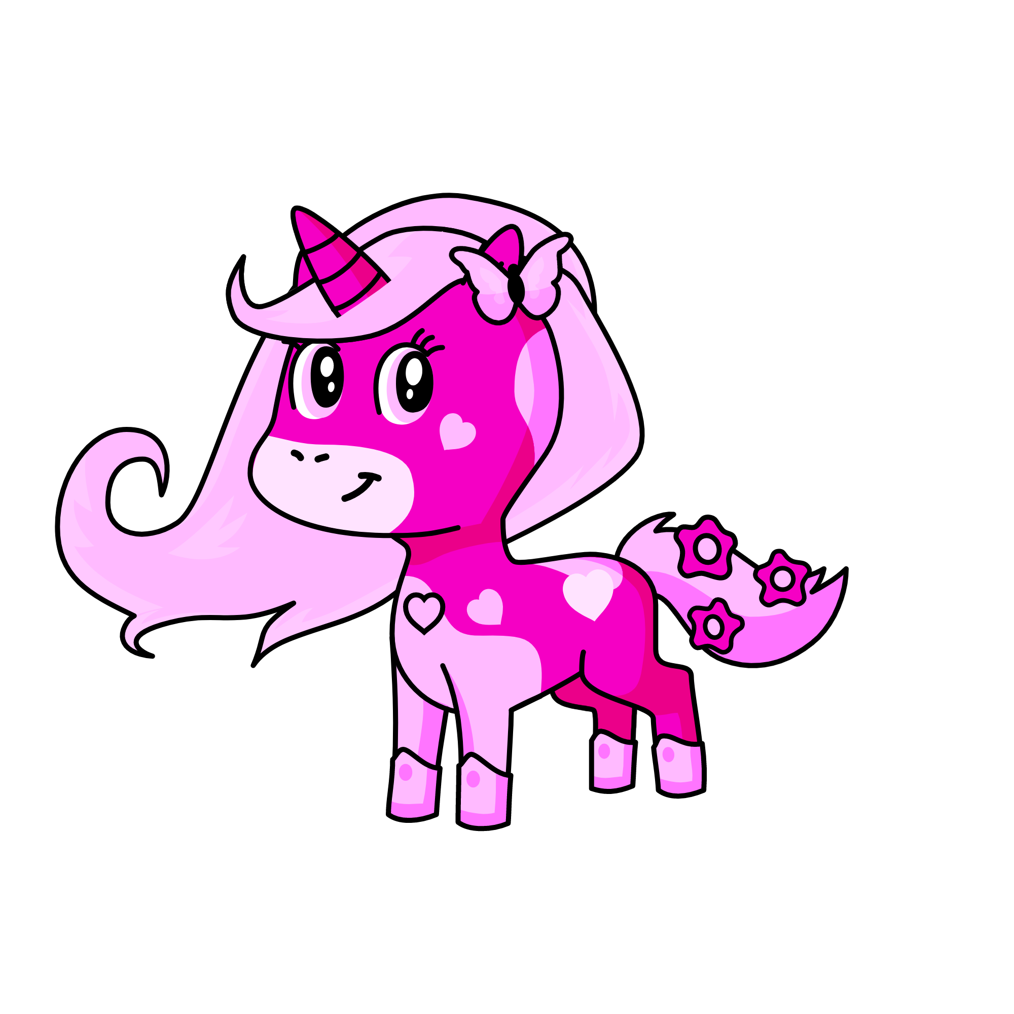 pink heart, the unicorn