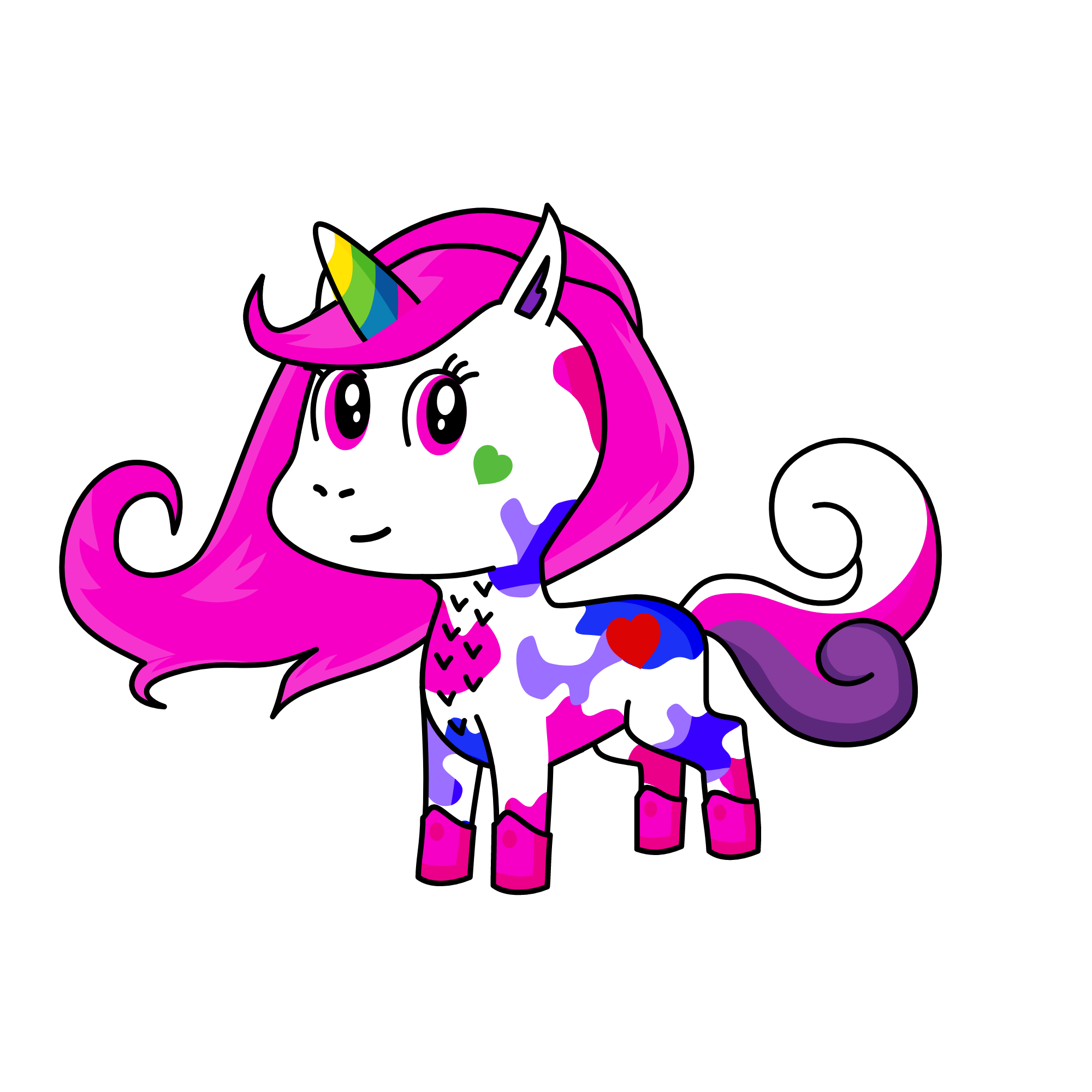 colorida unicornio I LOVE YOU, the unicorn