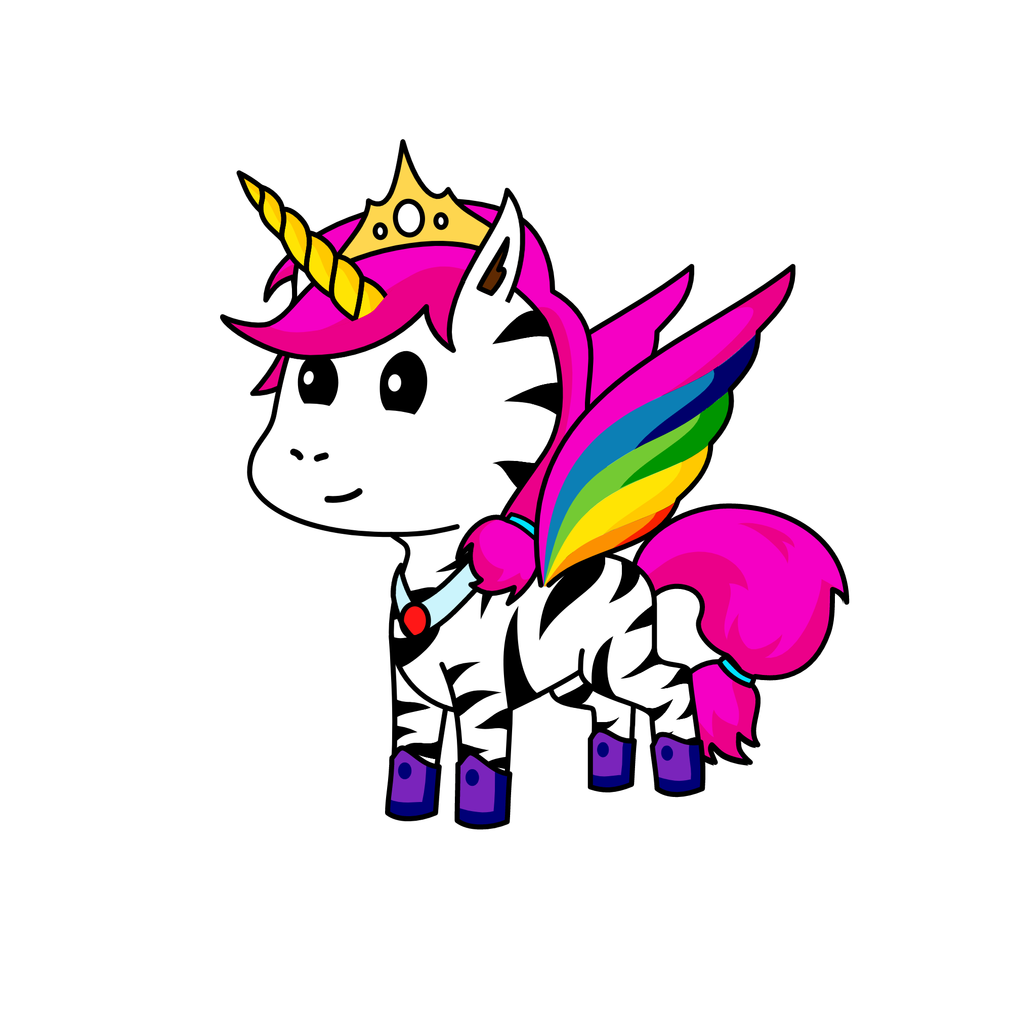 Queen zebra, the unicorn