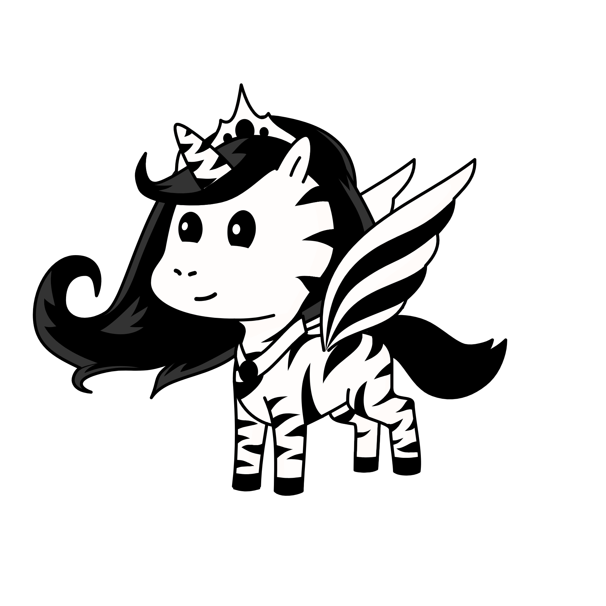Princess Black-and-white Zebra, the unicorn