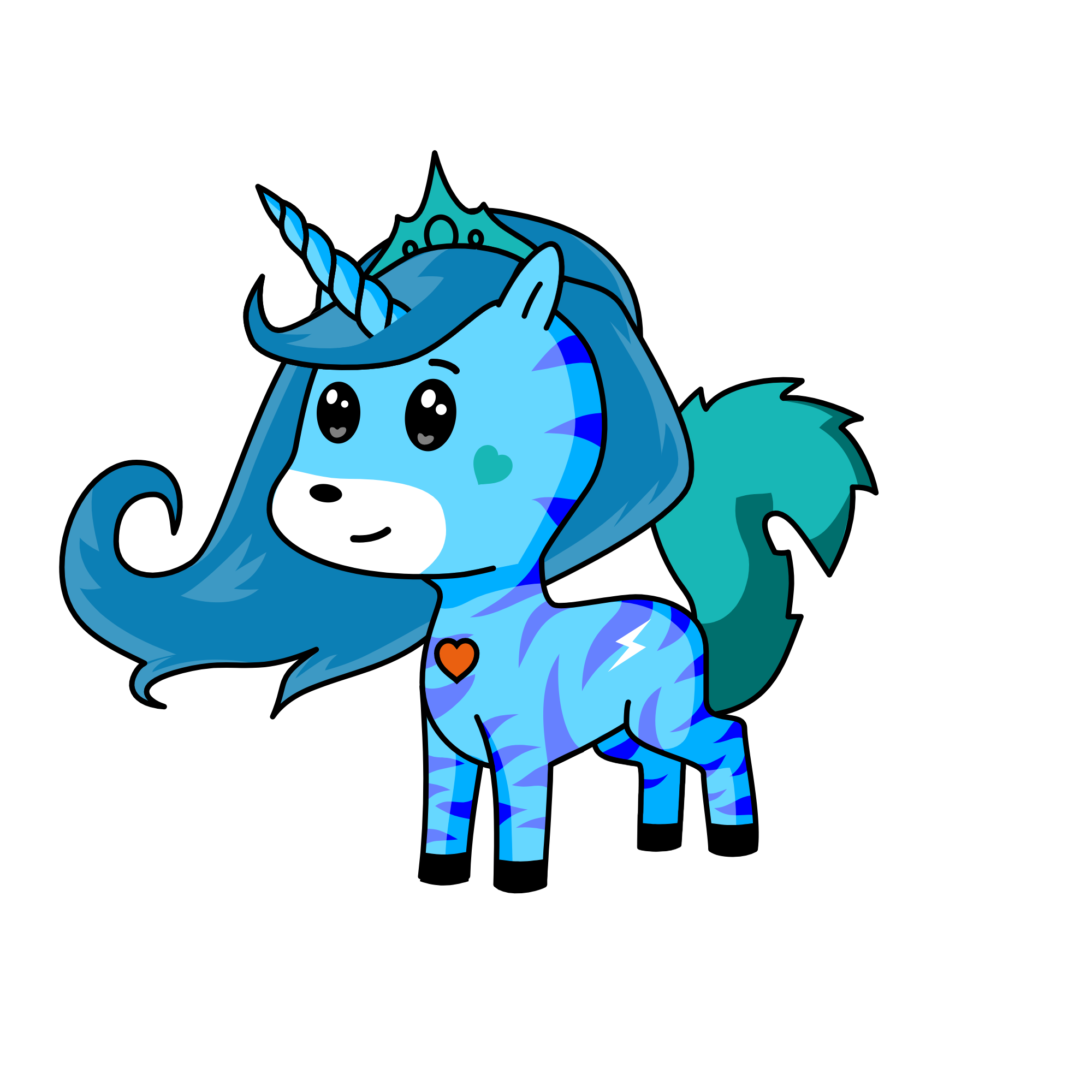 Blue queen, the unicorn