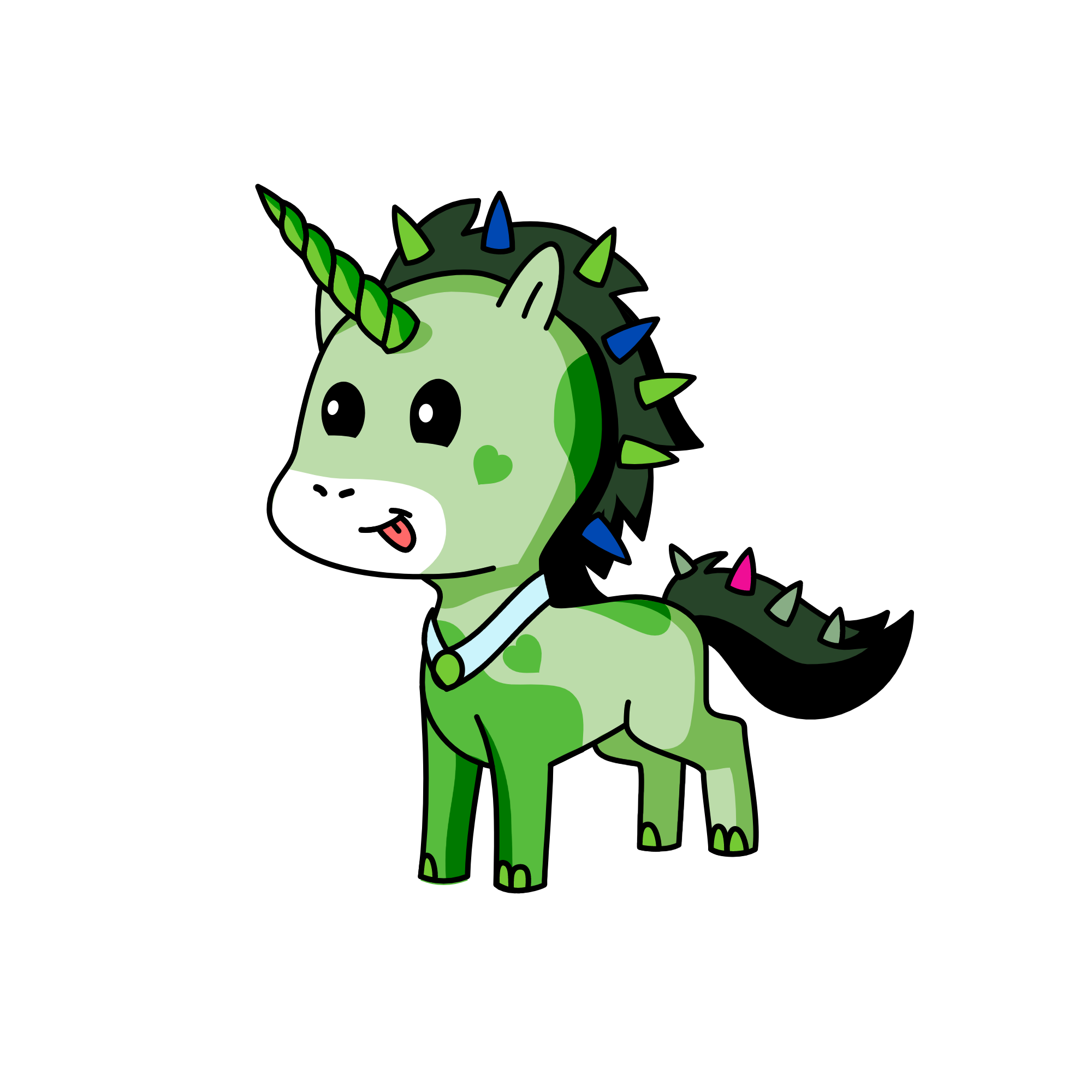 Green, the unicorn
