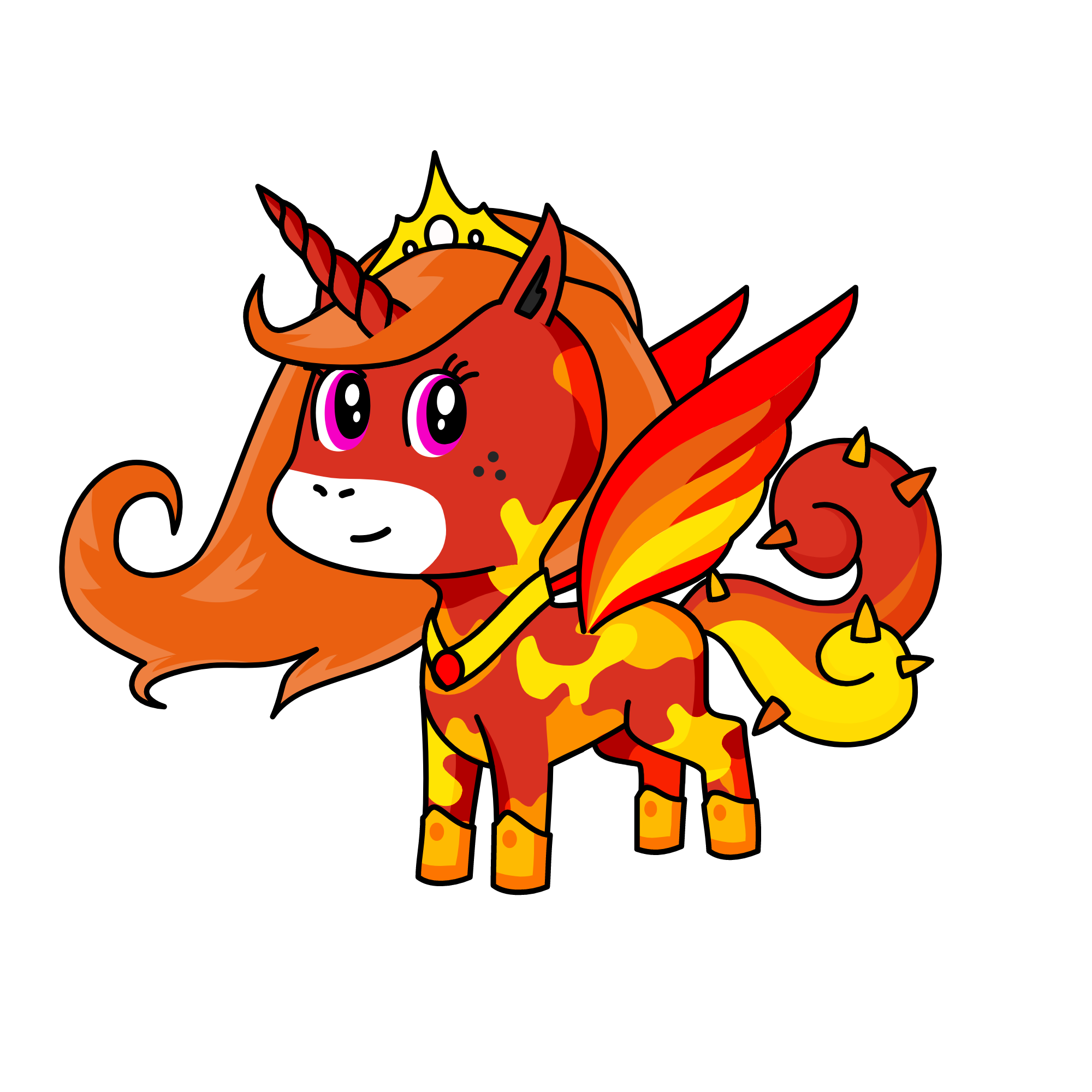 Queen Flame [ Queen of the land of Fire], the unicorn