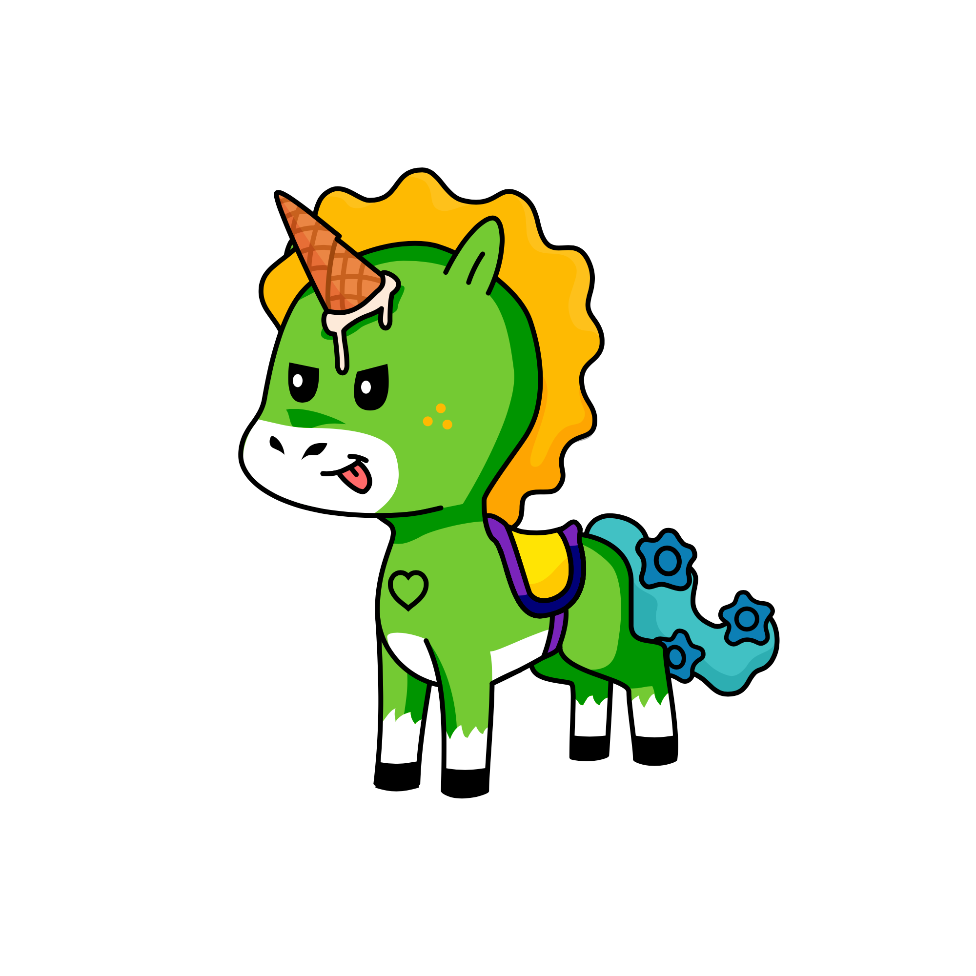 green, the unicorn