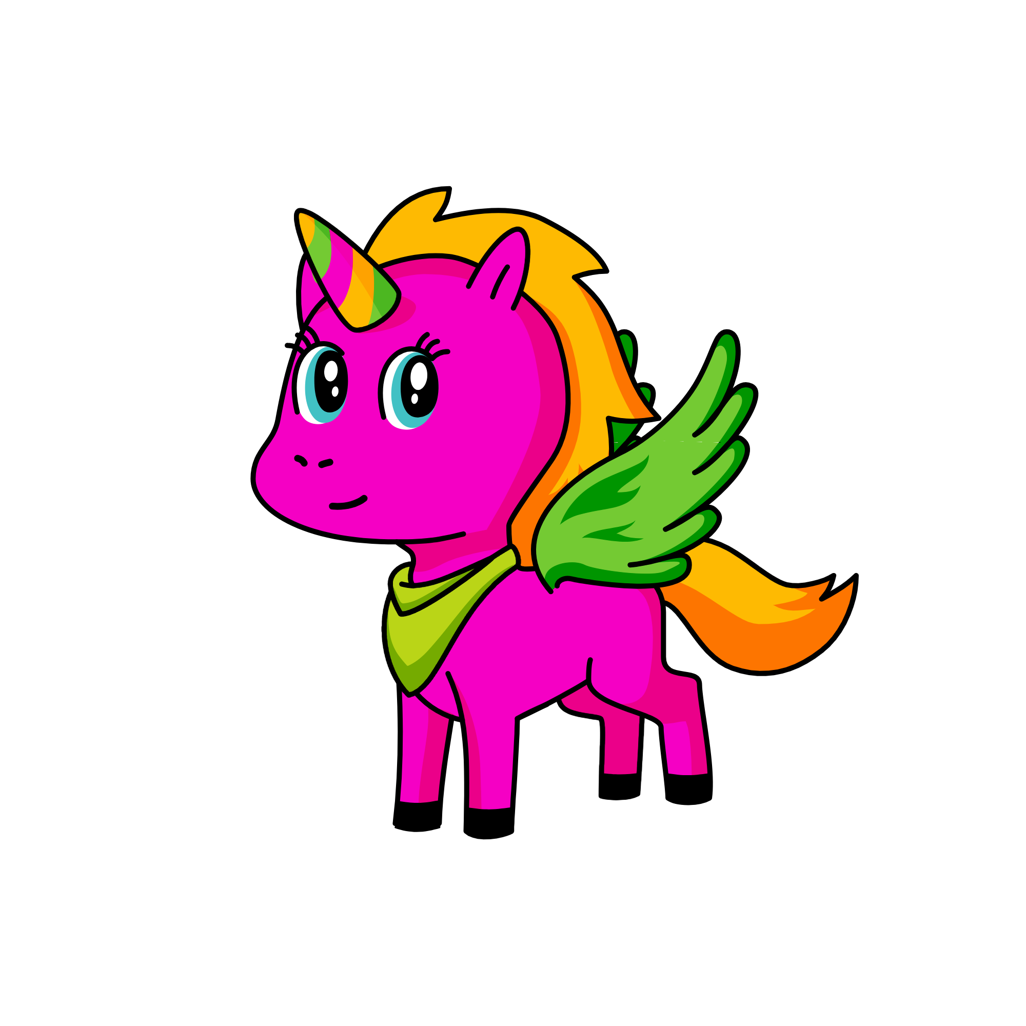 neon unicorn, the unicorn