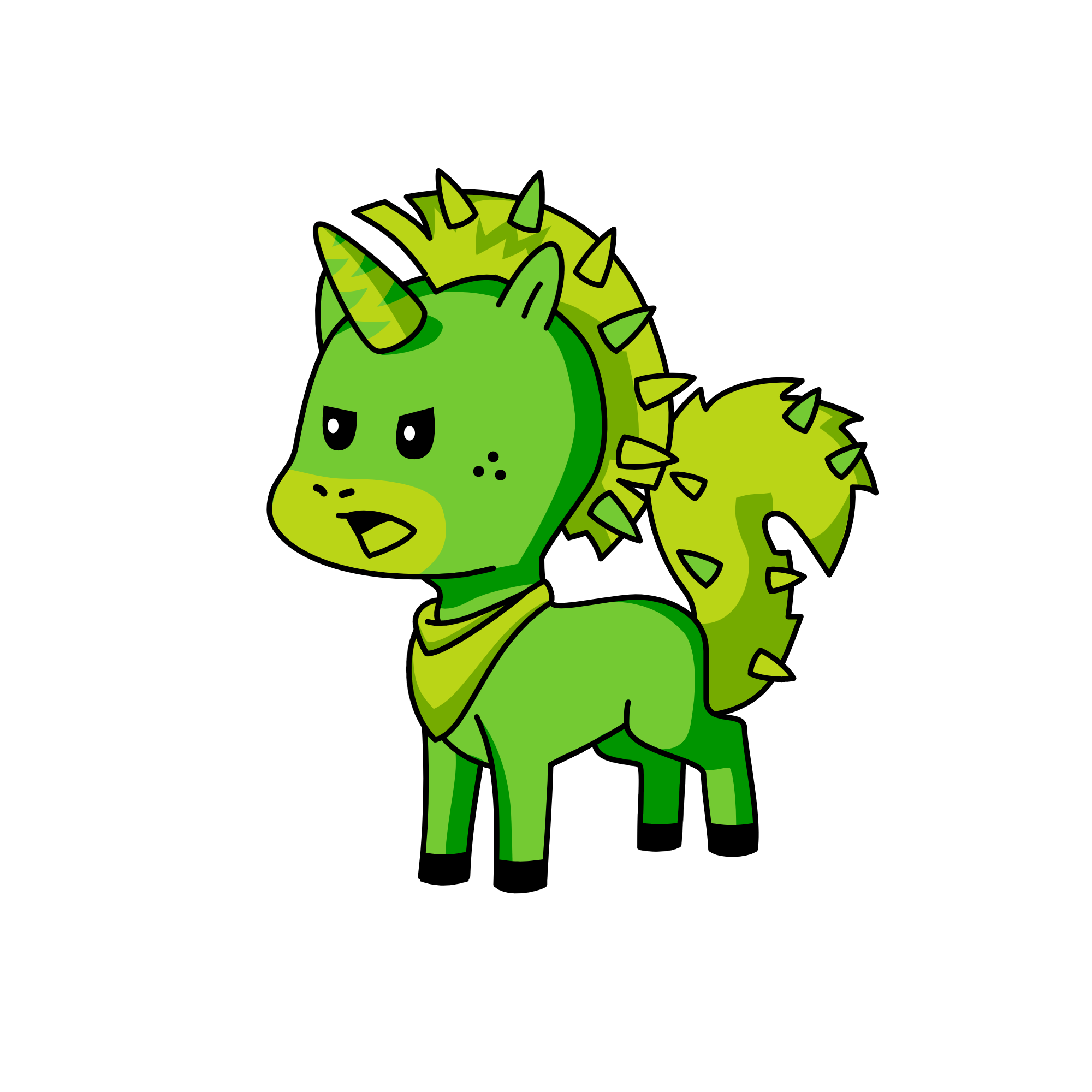 Greenie, the unicorn