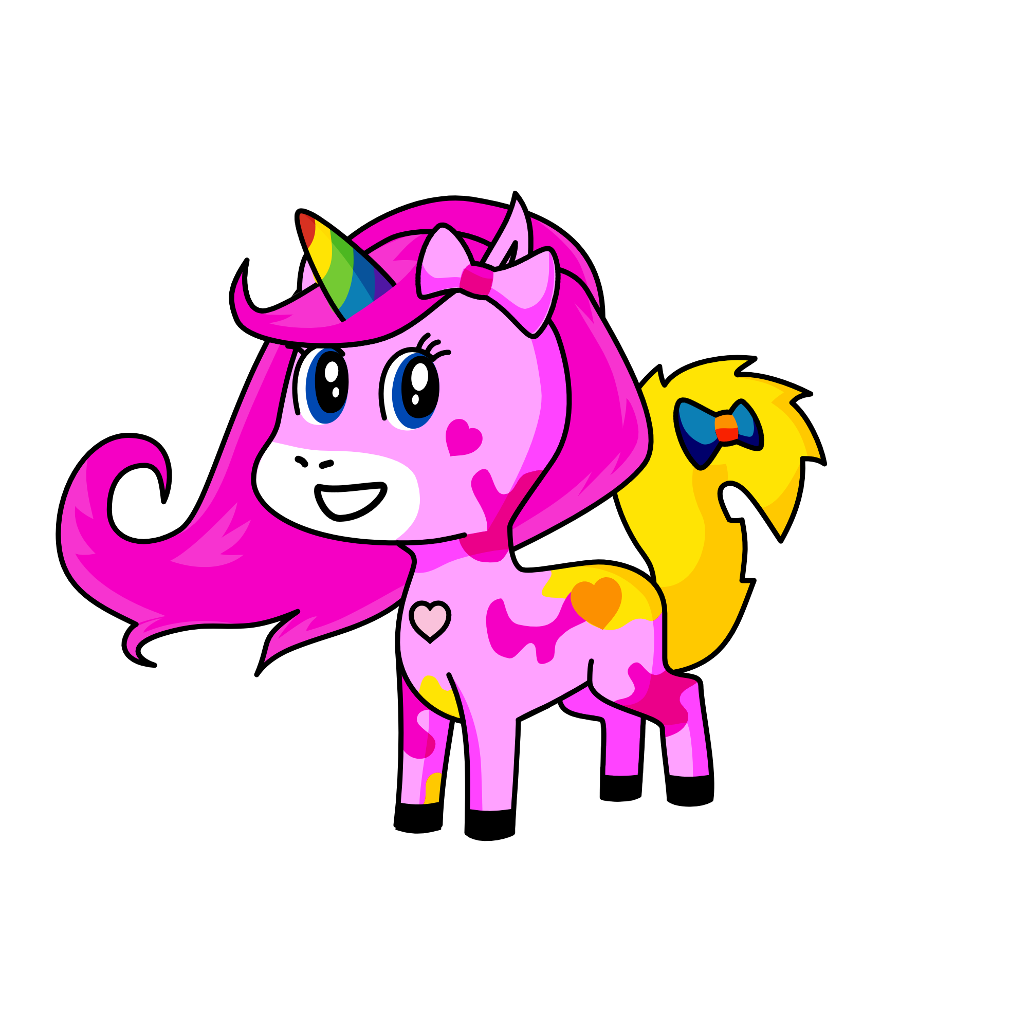 Rainbow heartsand magic, the unicorn