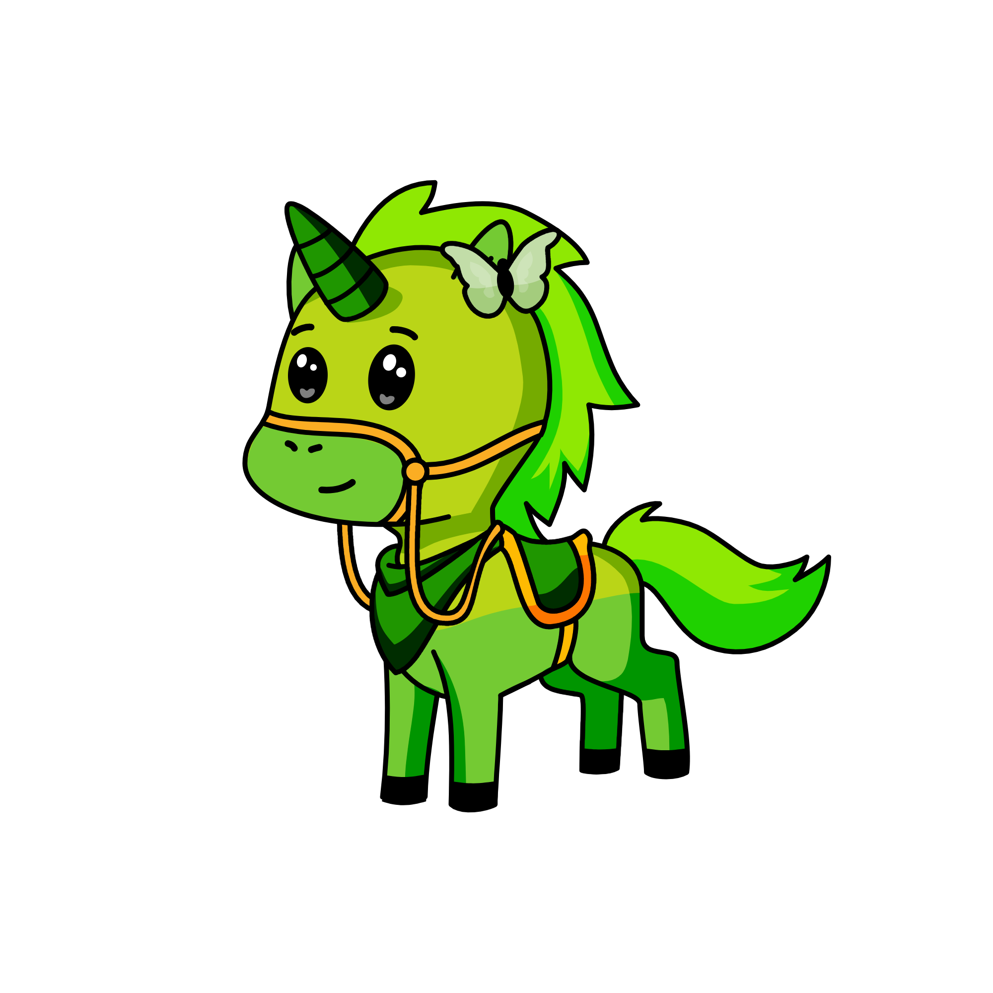 the green one, the unicorn