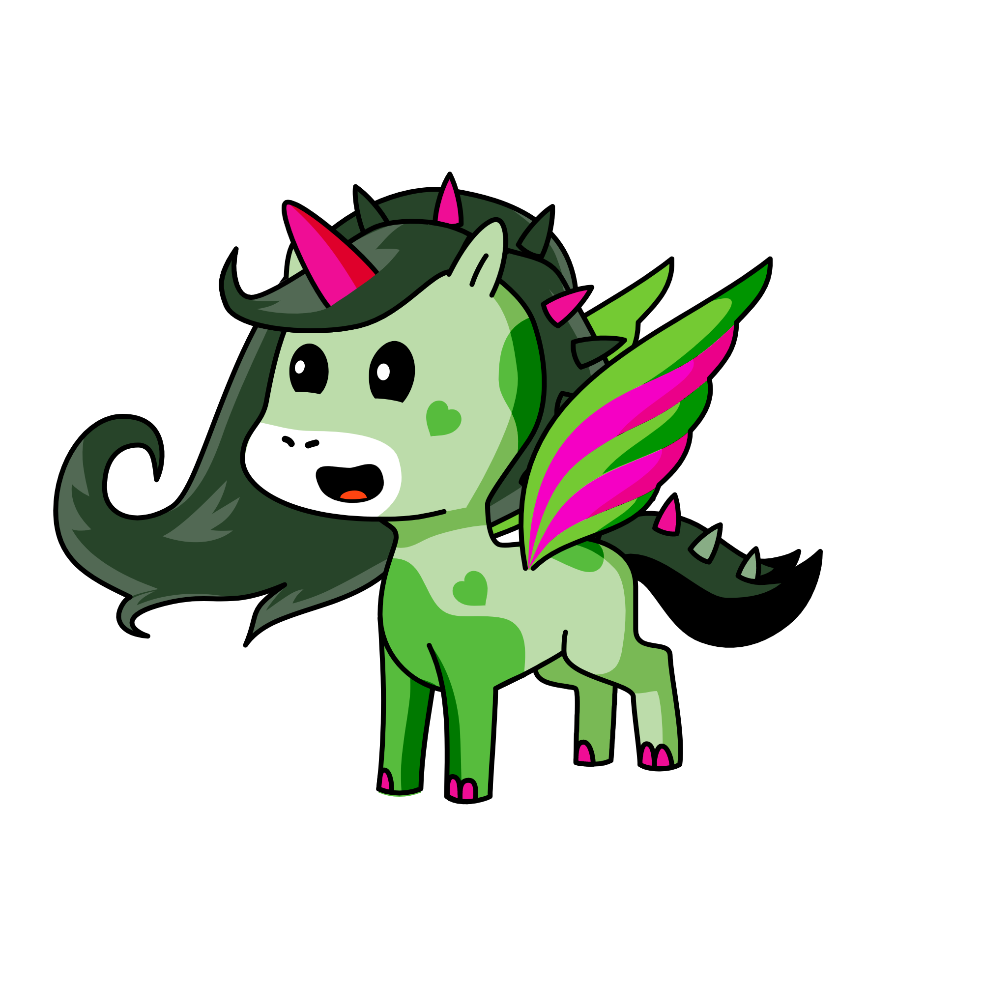 Greenie, the unicorn