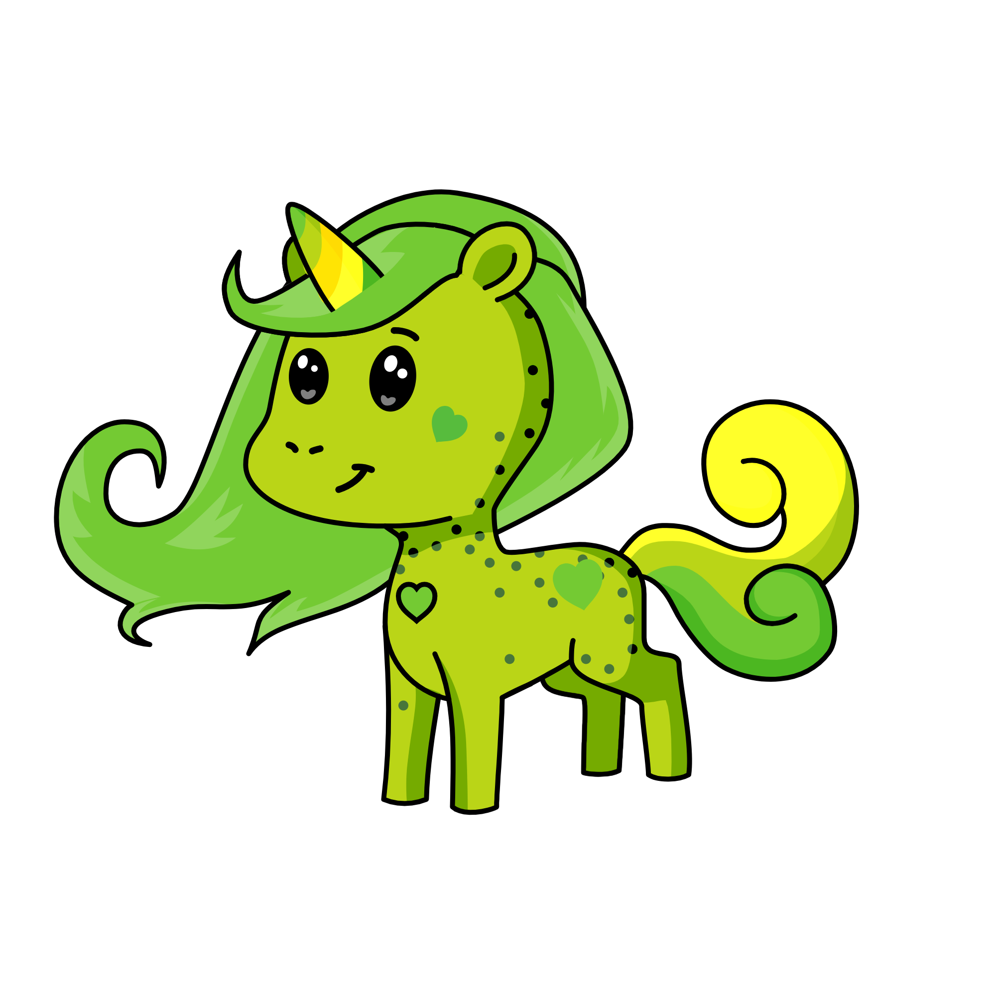 Green, the unicorn