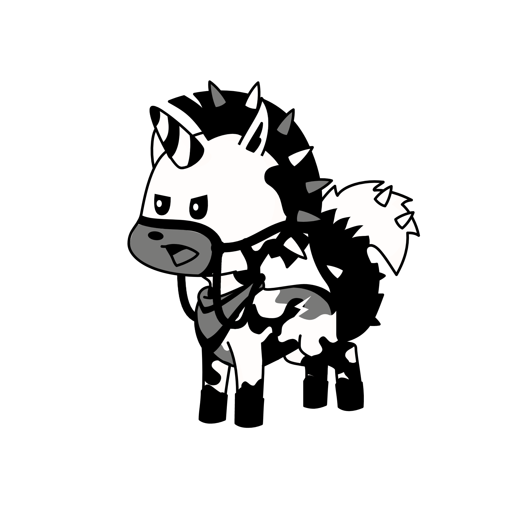 Black and white, the unicorn