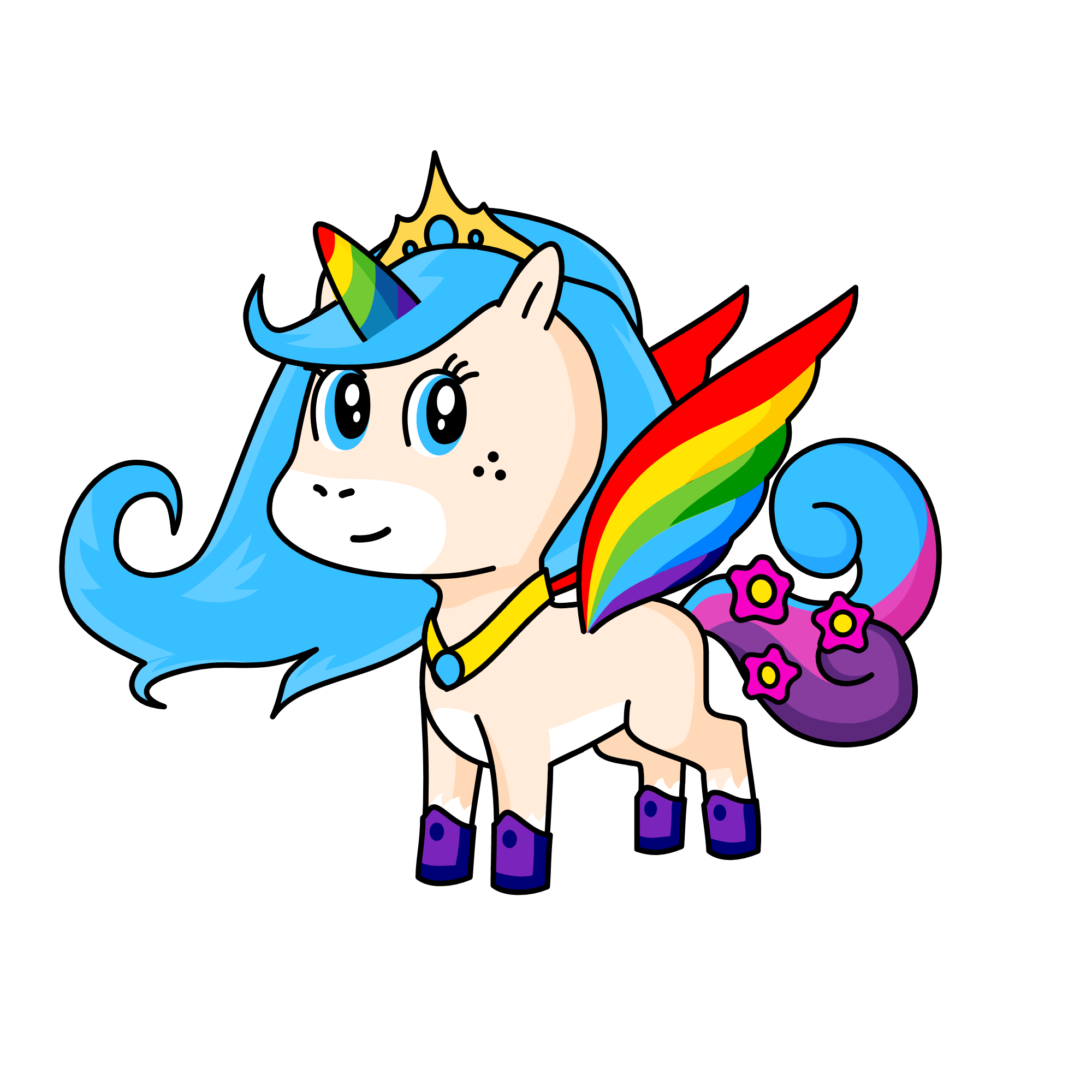 Wanna have wings? Go to the about tab and scroll down and click on the wings and DONE!, the unicorn
