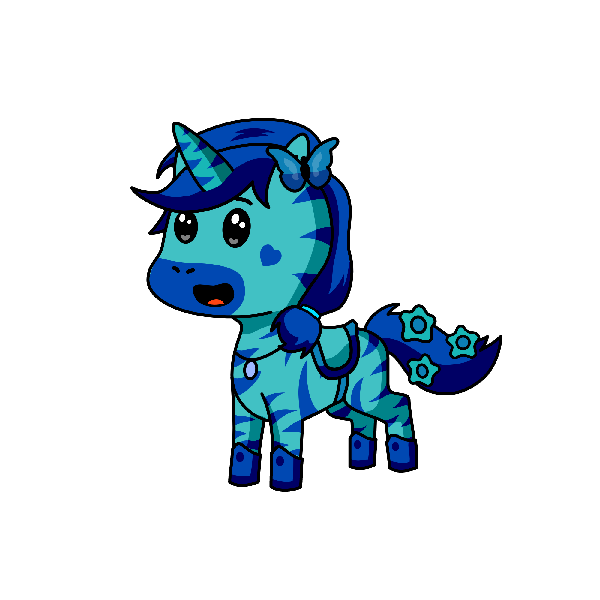 Blue butterfly Beth, the unicorn