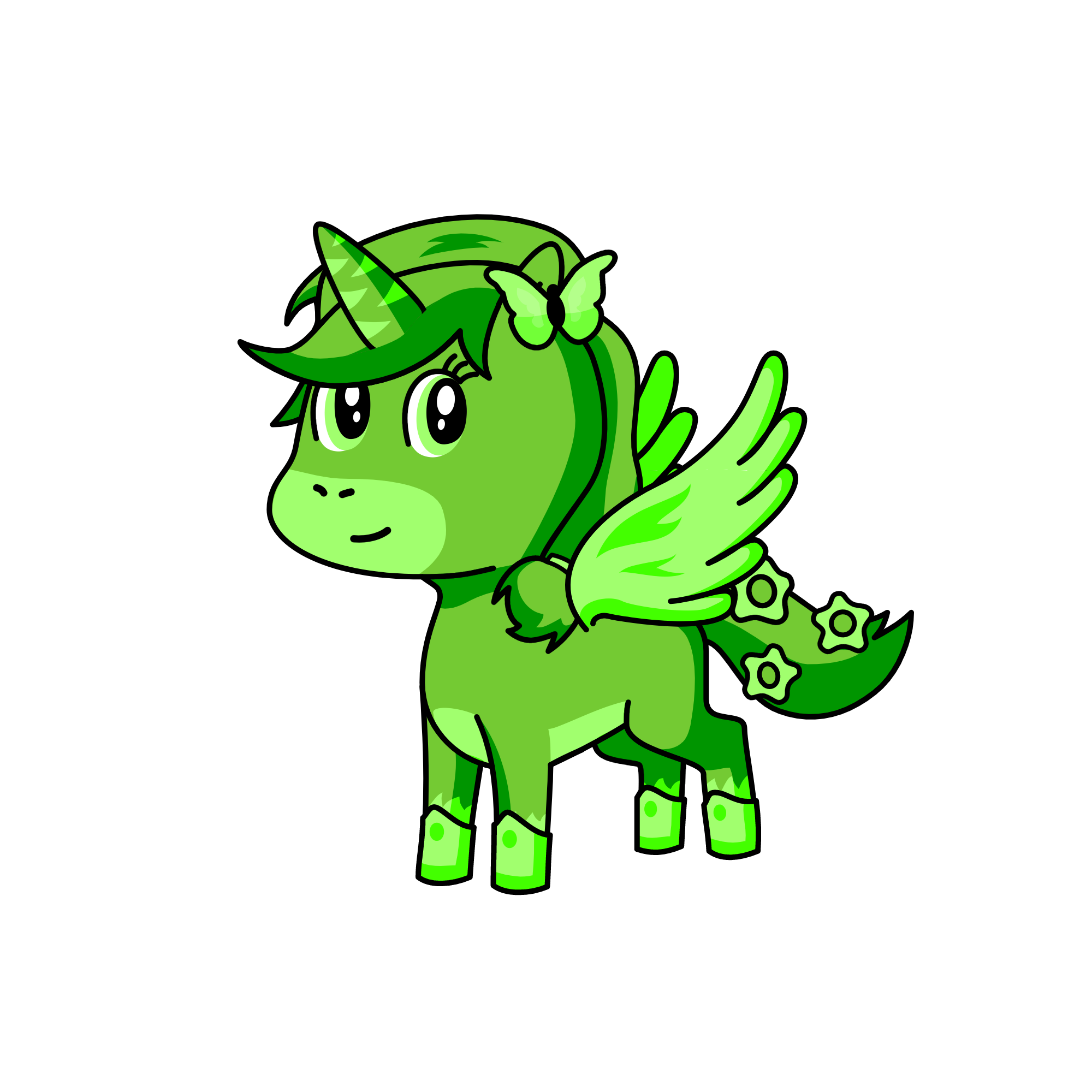 Greenie, the unicorn