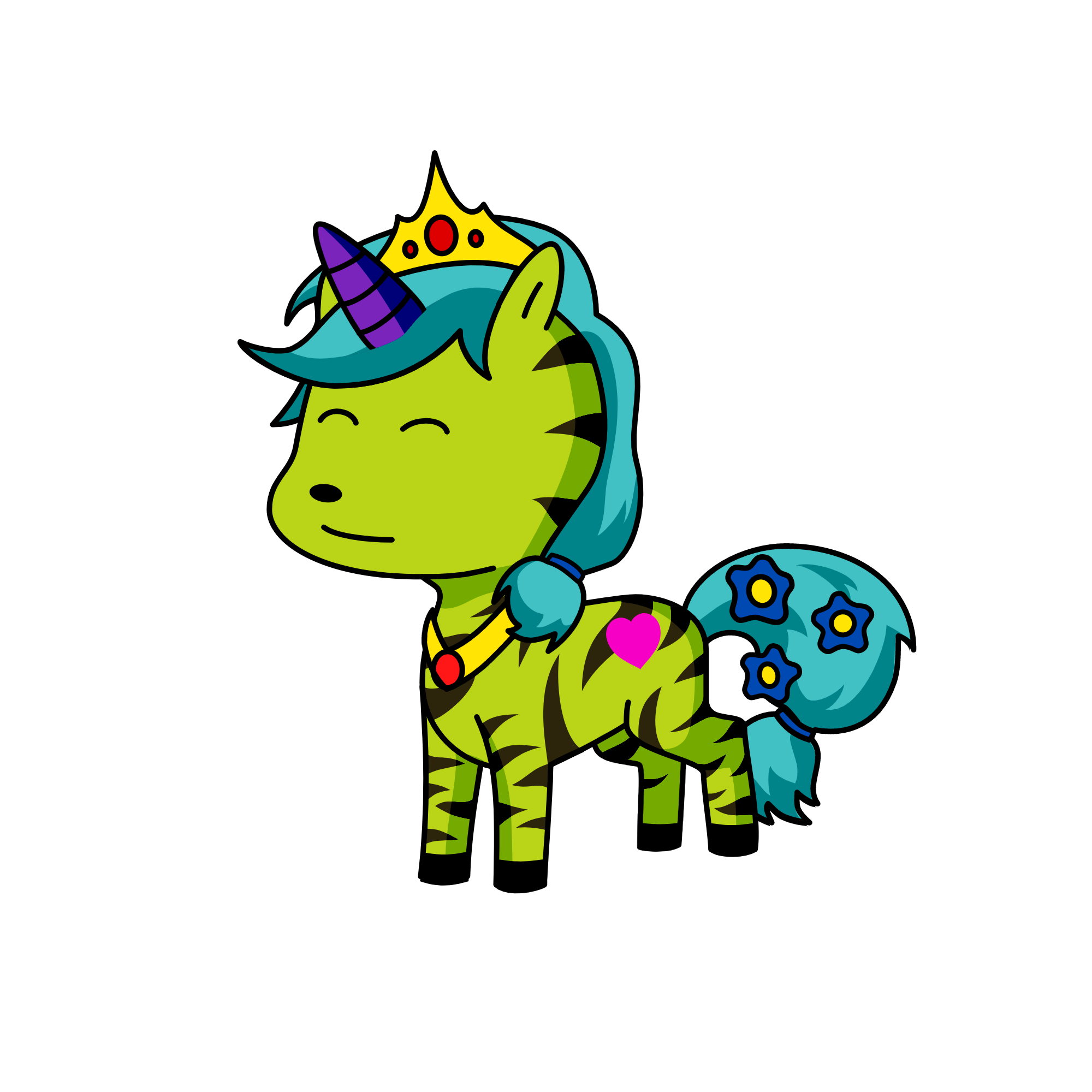 Green, the unicorn