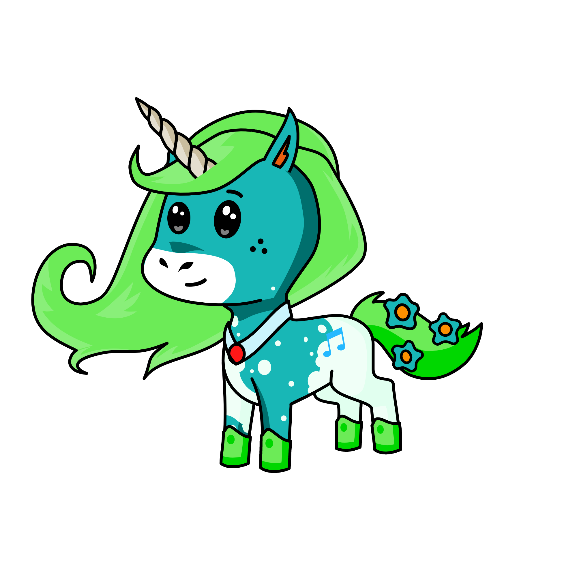 Green, the unicorn