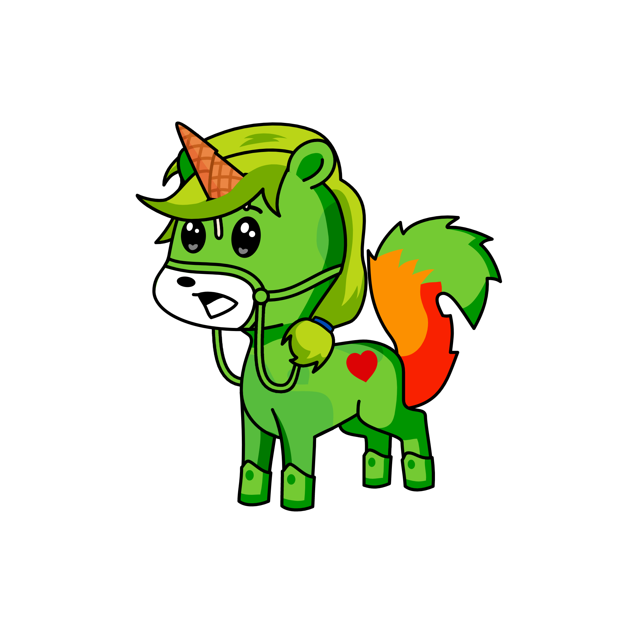green, the unicorn