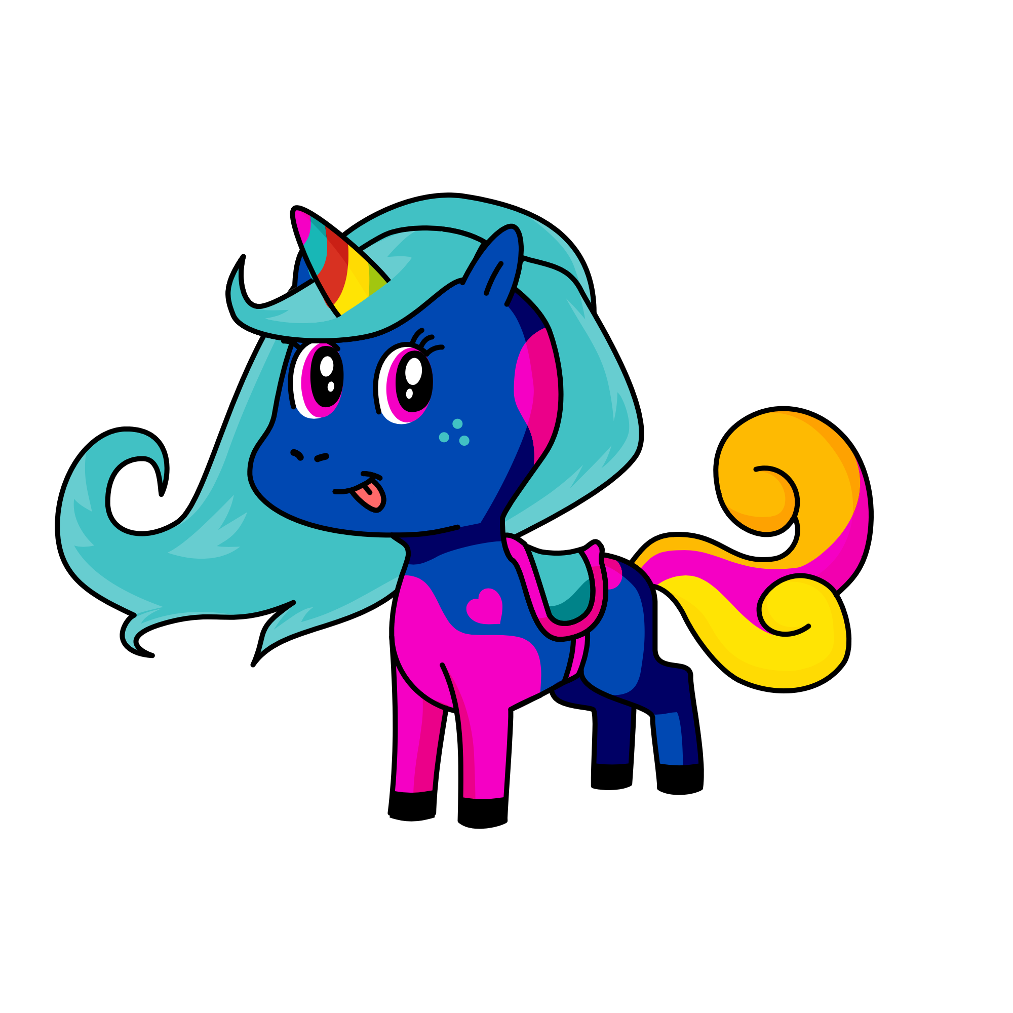 Black on the moon, the unicorn