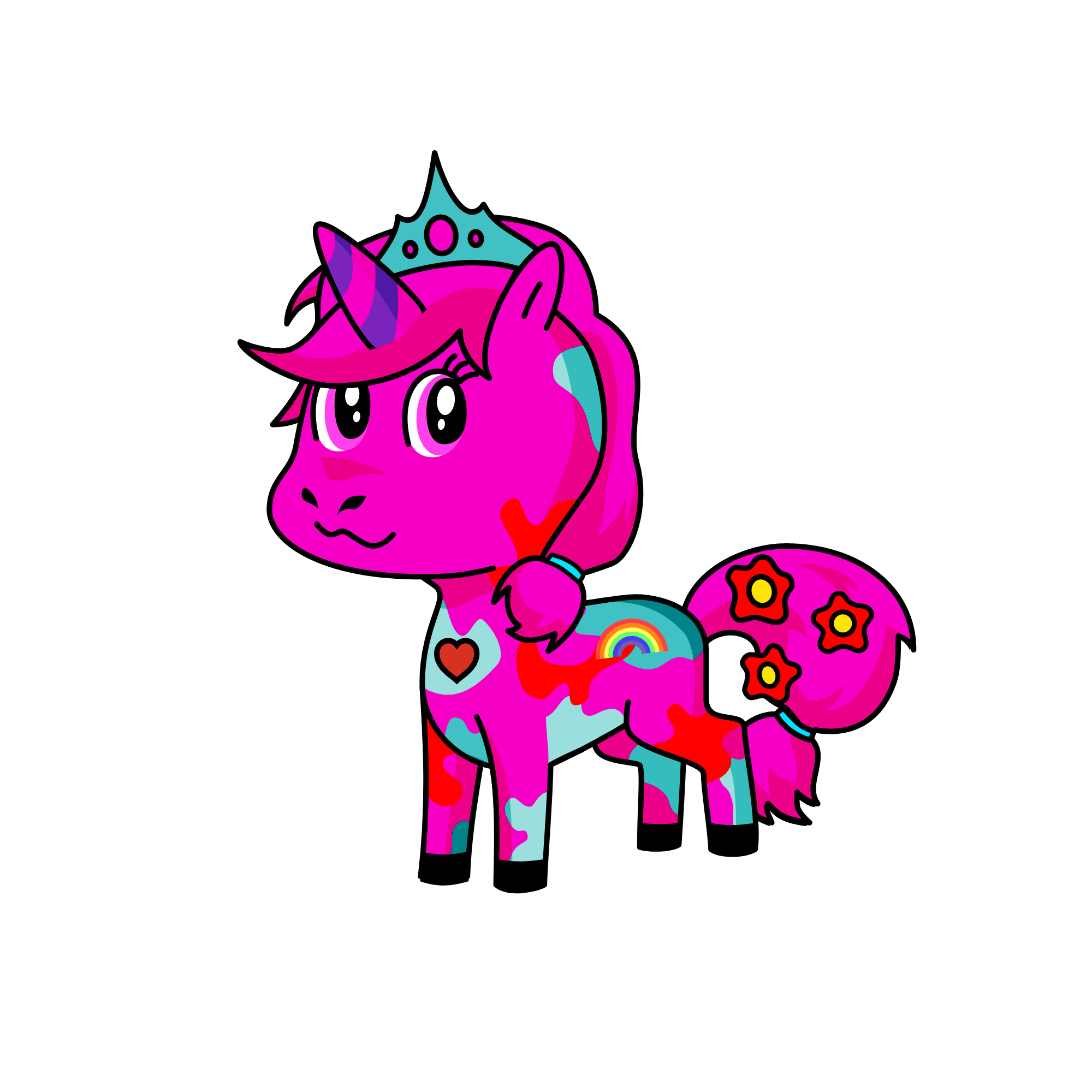 The Queen of the Rainbows, hearts and winter, the unicorn