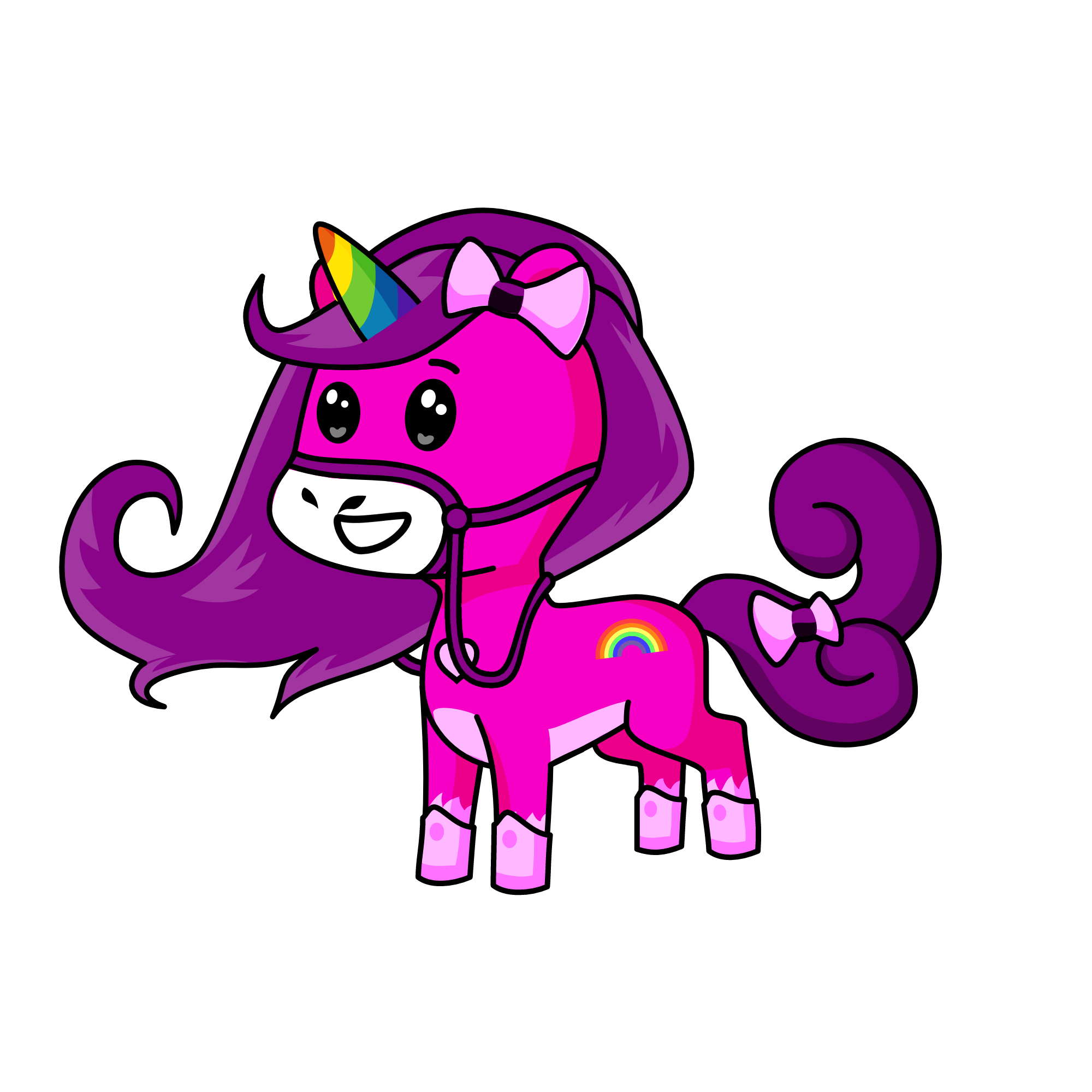 pretty pink and purple, the unicorn