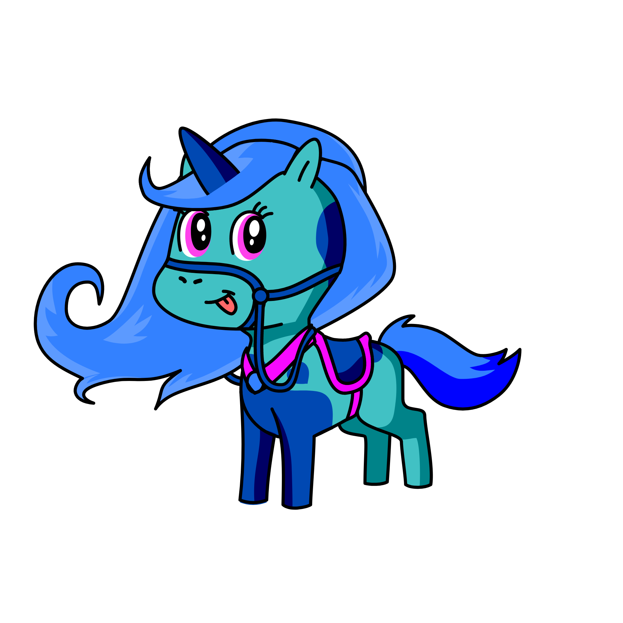 light blue, the unicorn