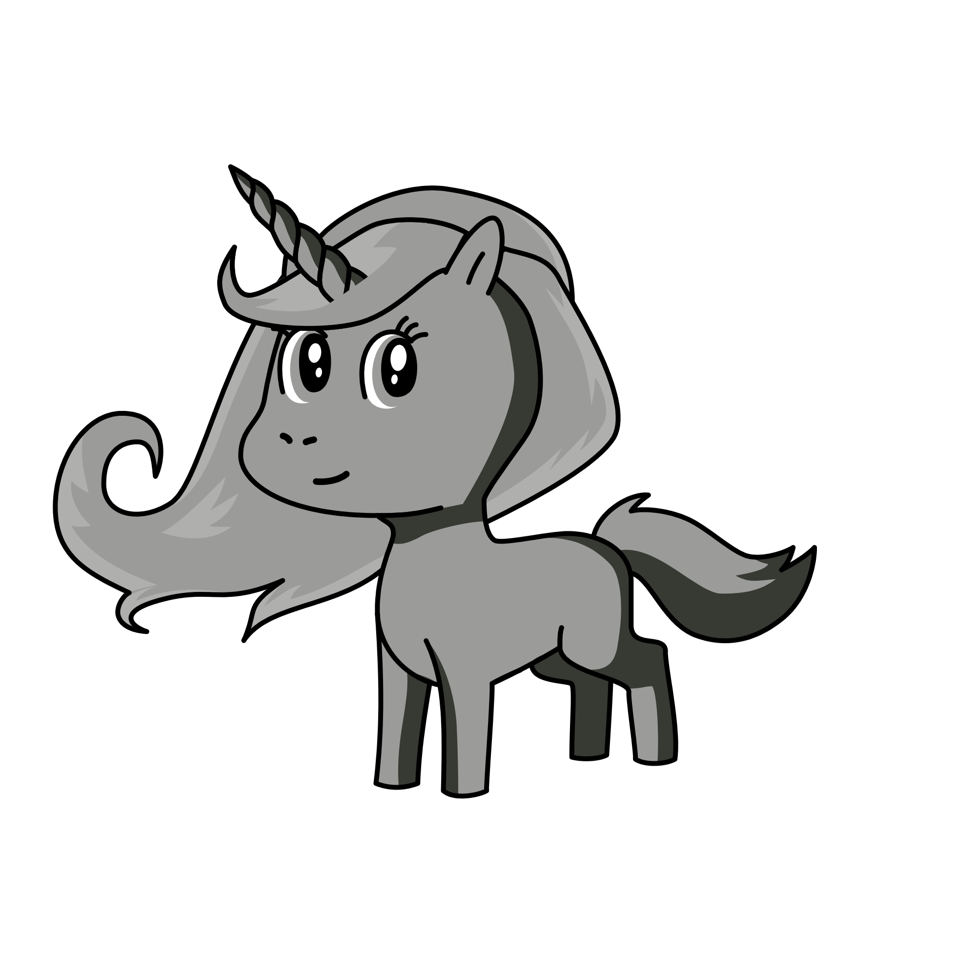 Girl silver unicorn, the unicorn