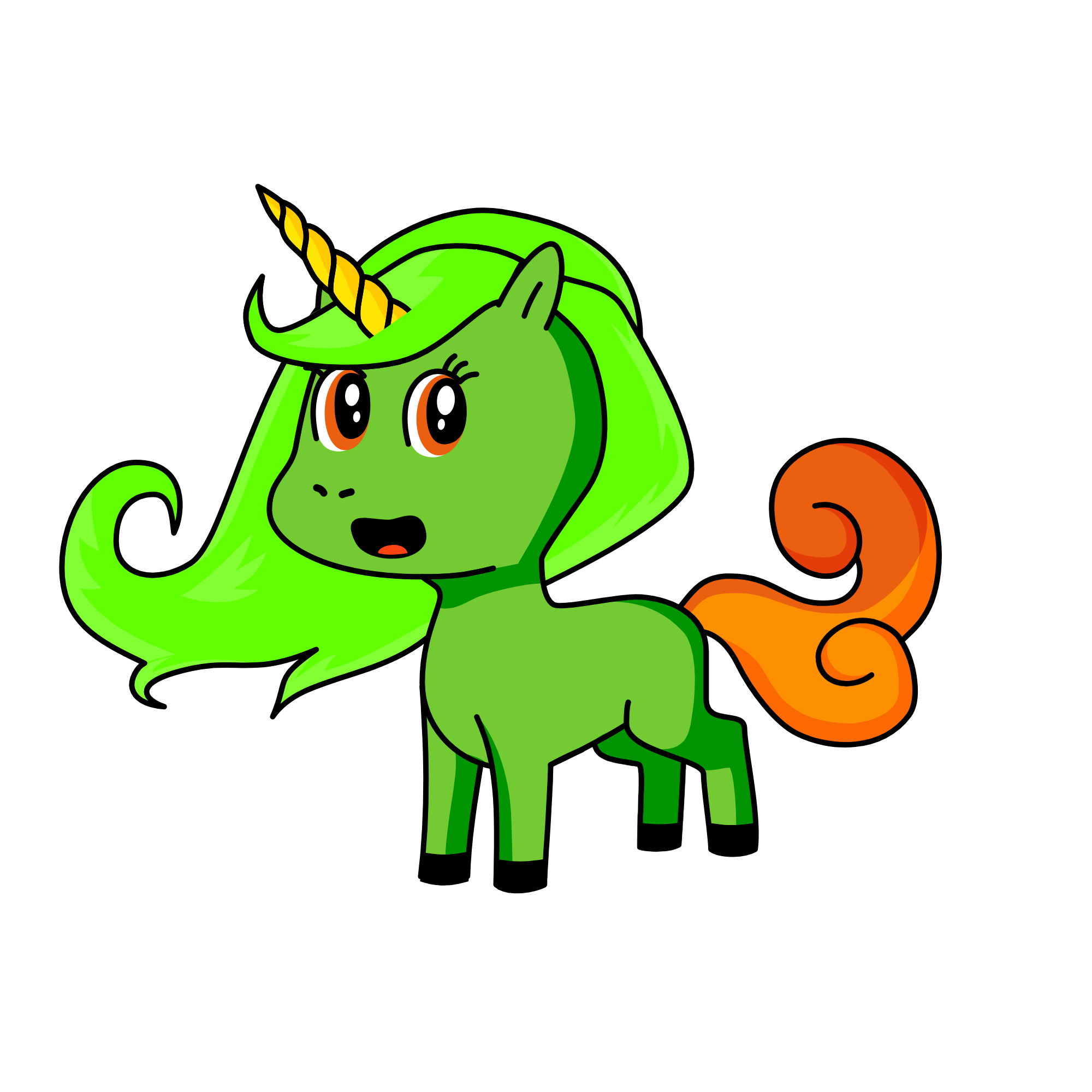 Green, the unicorn