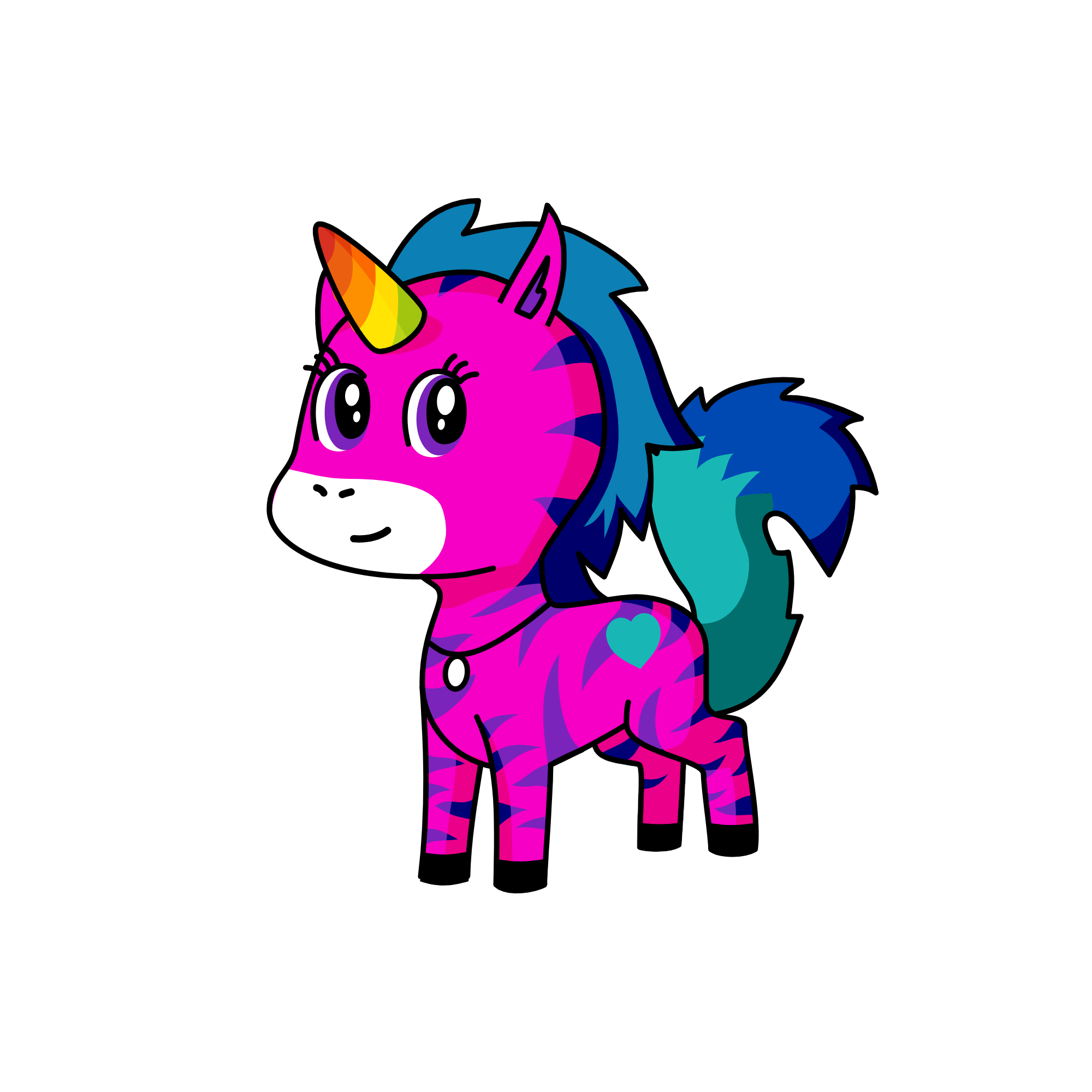 pink and purple unicorn, the unicorn