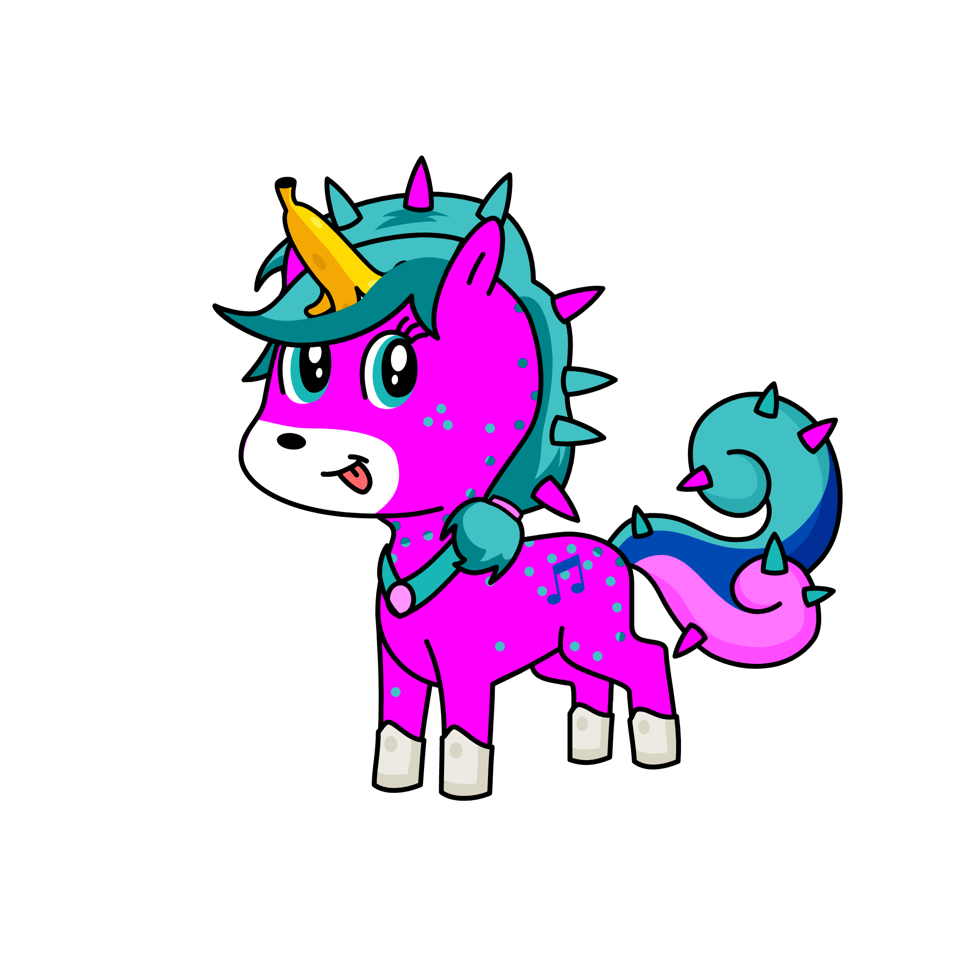 pinky the banana split cotton candy , the unicorn