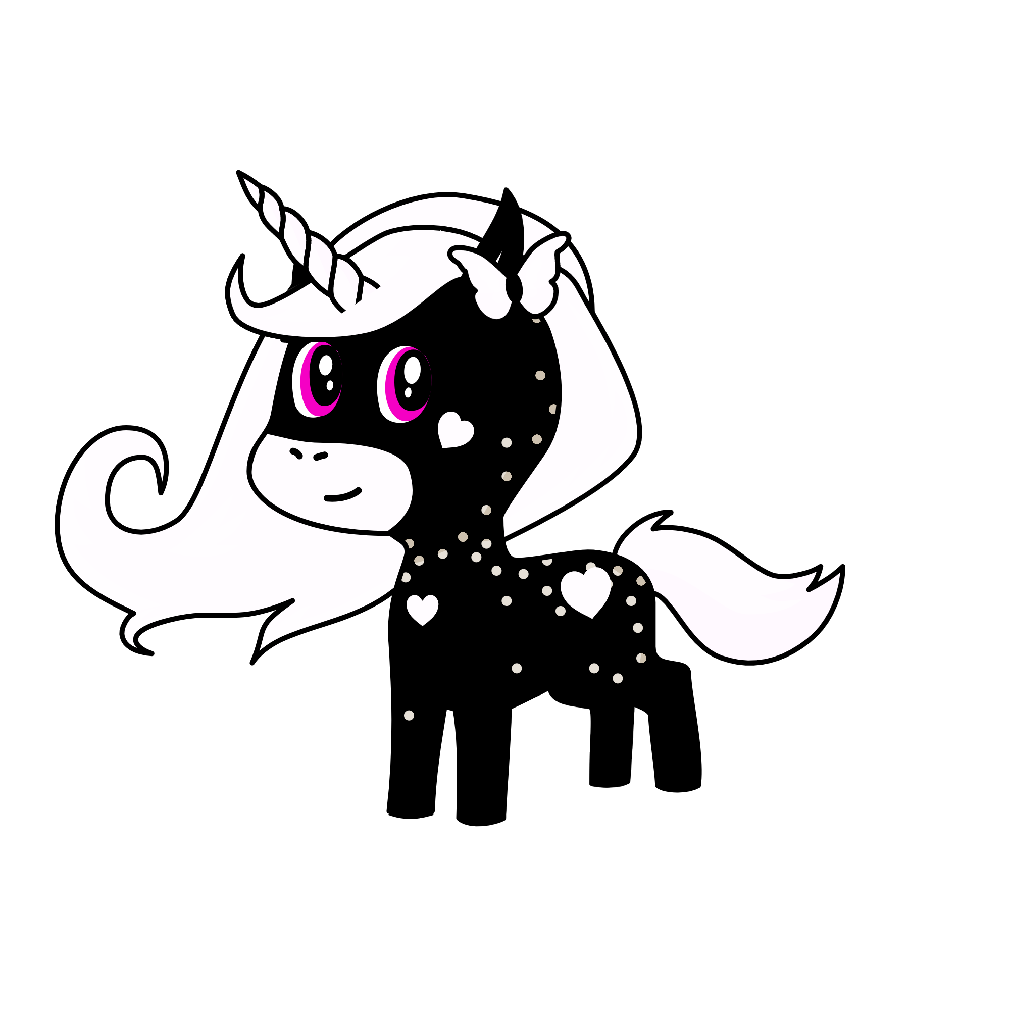 black and white, the unicorn