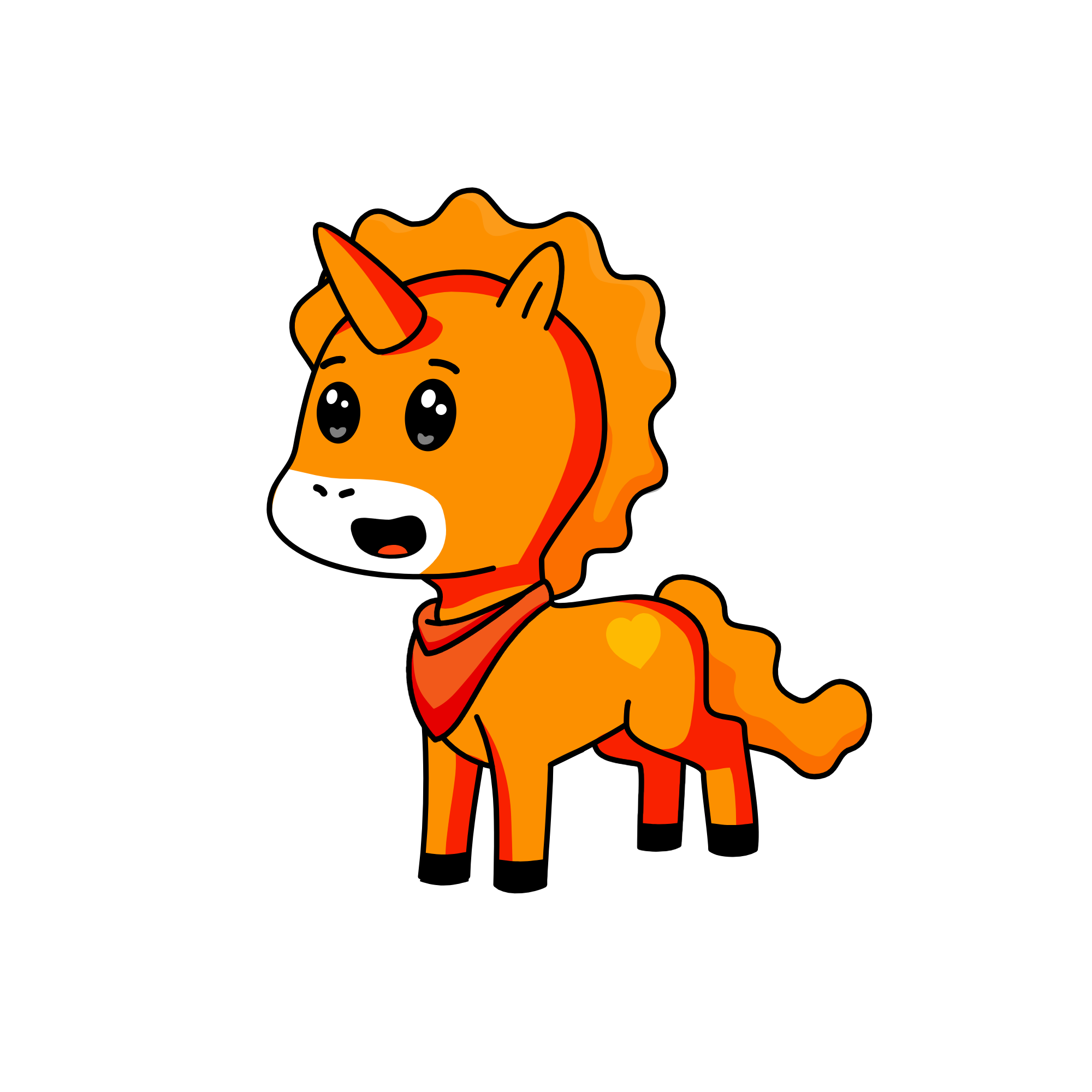 orange, the unicorn