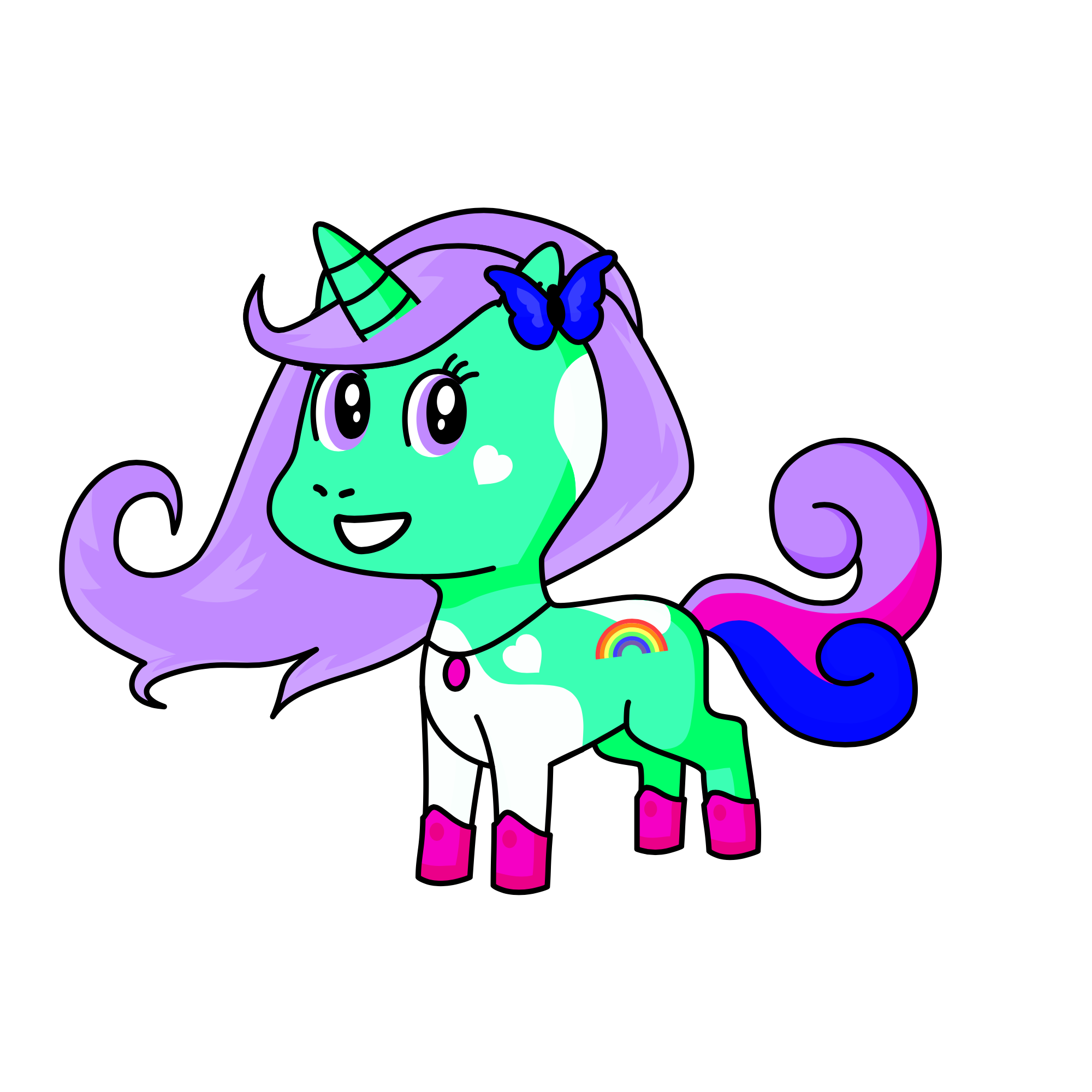 Skyler, Wind Rider, and Rainbow's Cousin: Cloudypuff, the unicorn