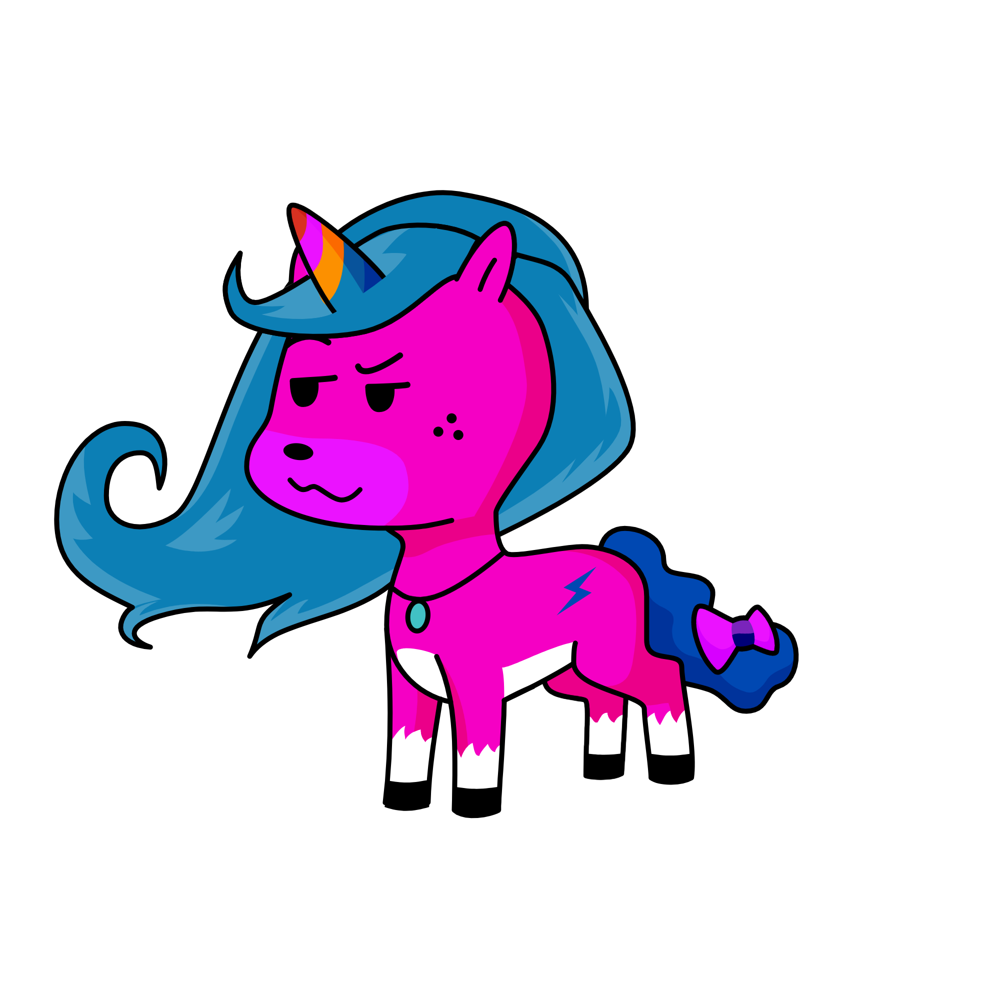 pink blue acorn, the unicorn
