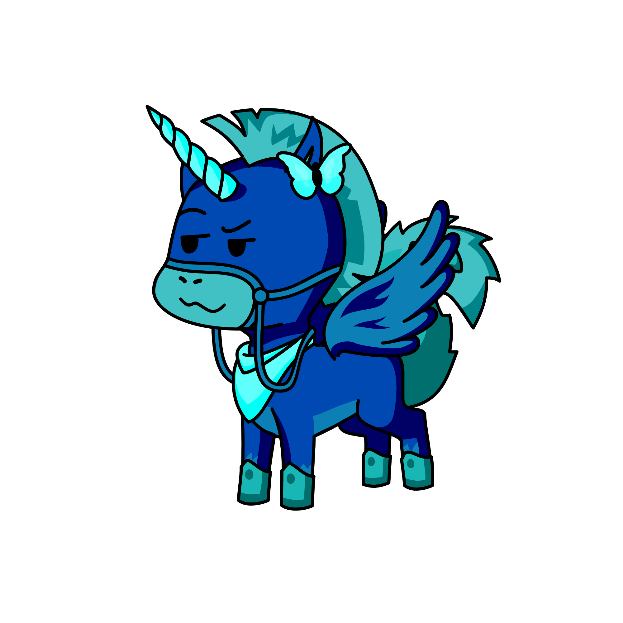 cool blue, the unicorn