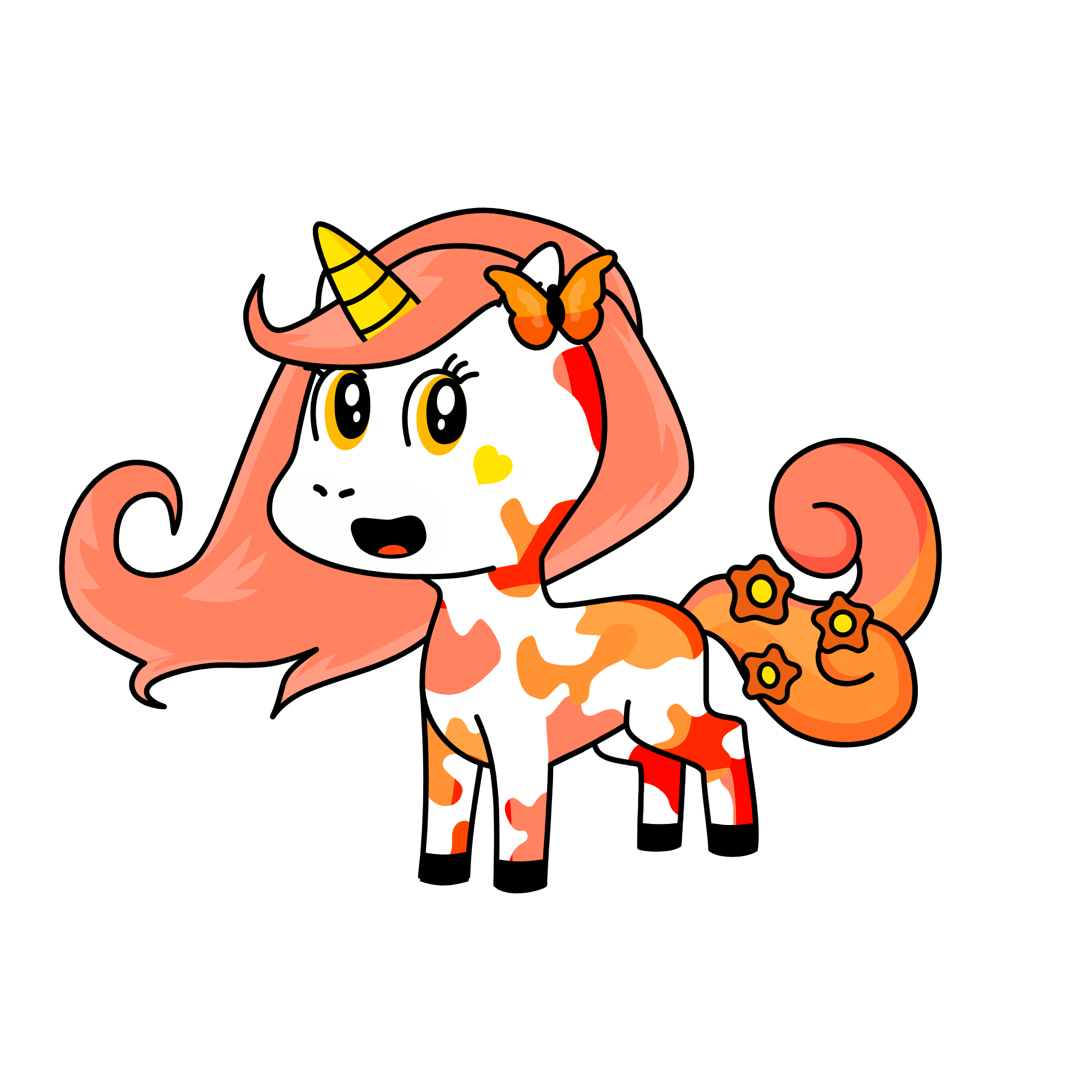 Peachy and mango, the unicorn