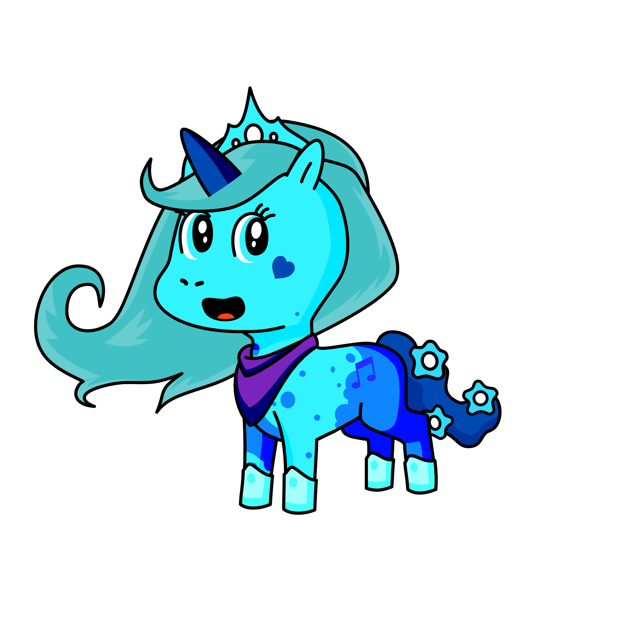 Watery blue, the unicorn
