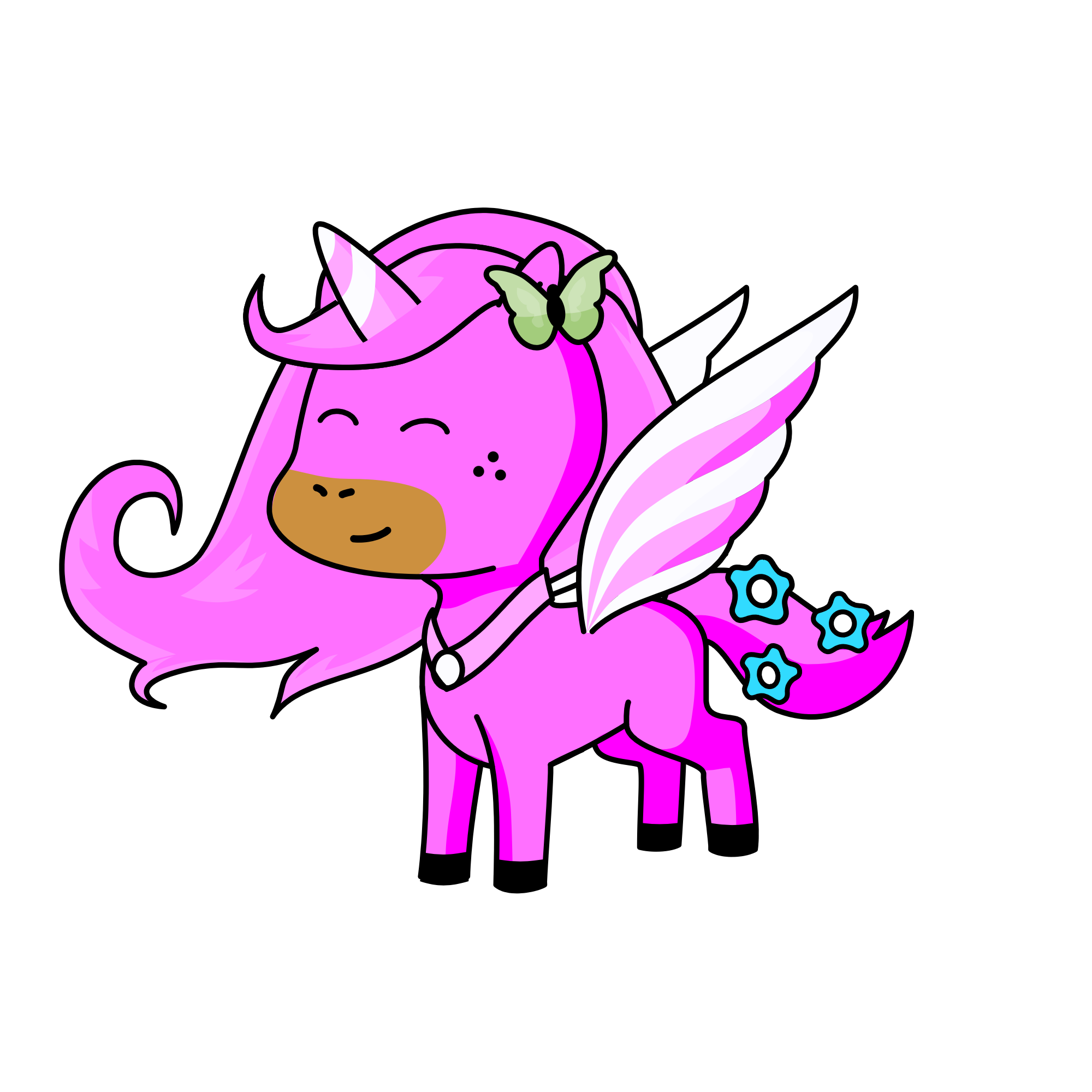 White and pink, the unicorn