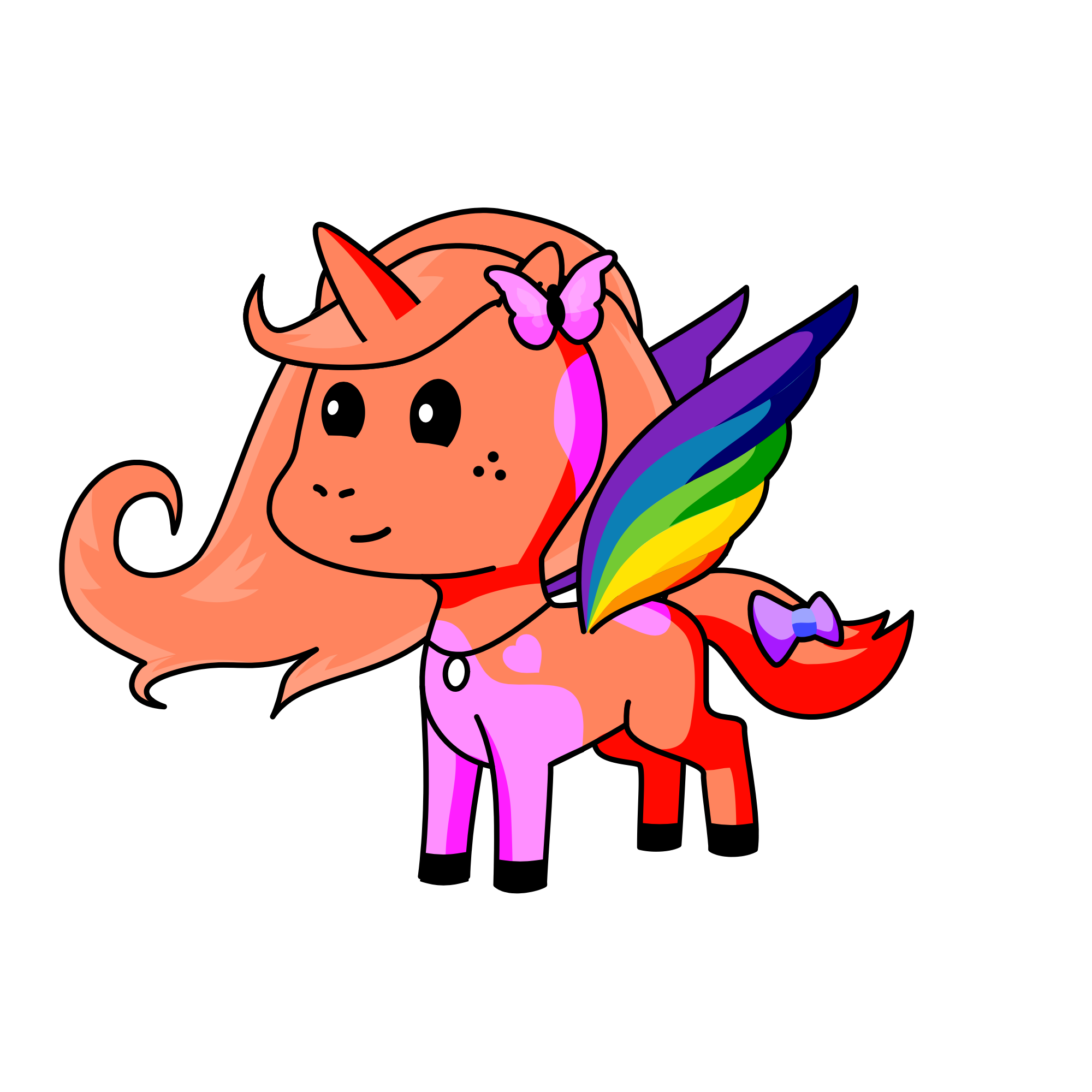 Red cute girl, the unicorn