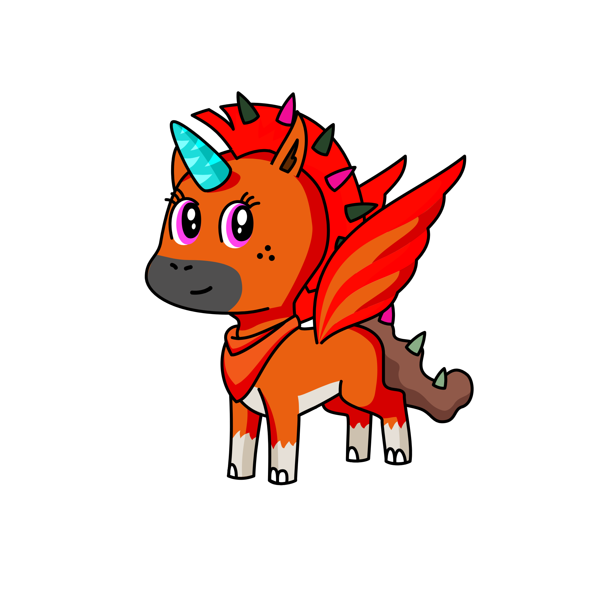 Red boy, the unicorn