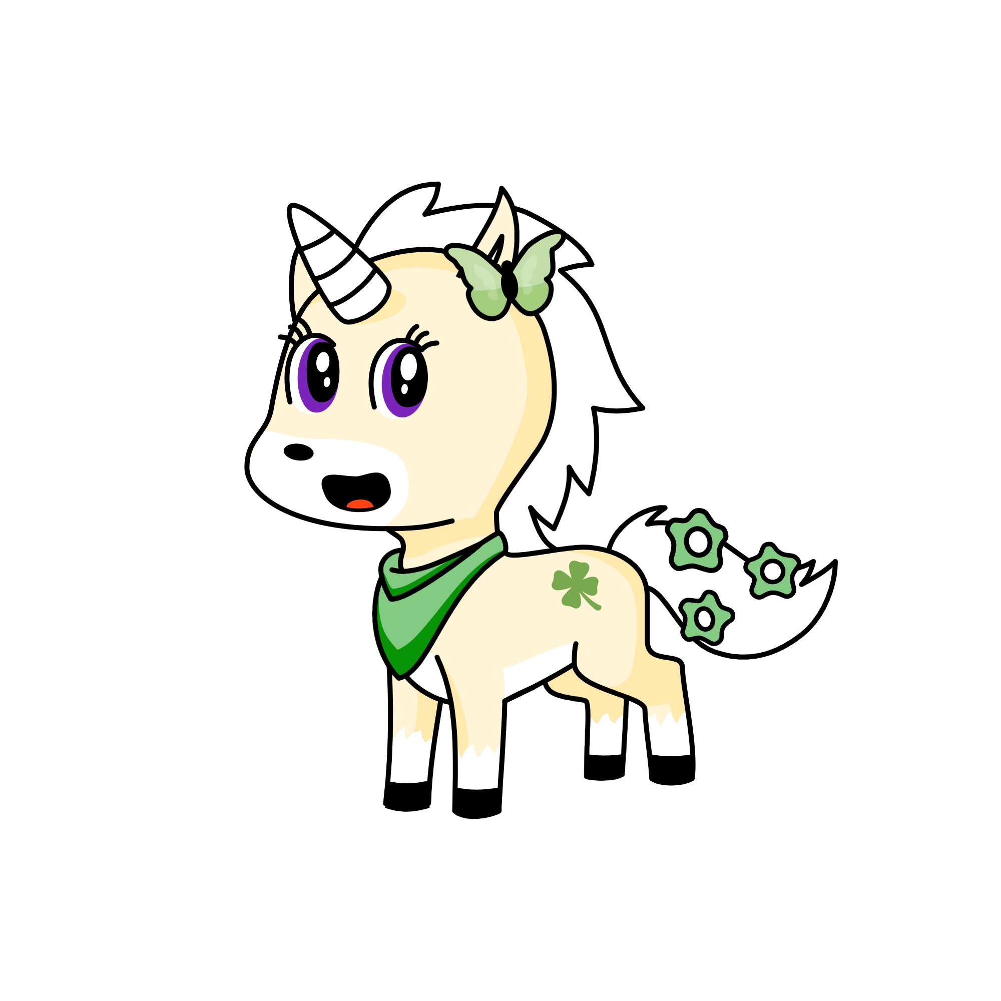 Pegasus with anM, the unicorn