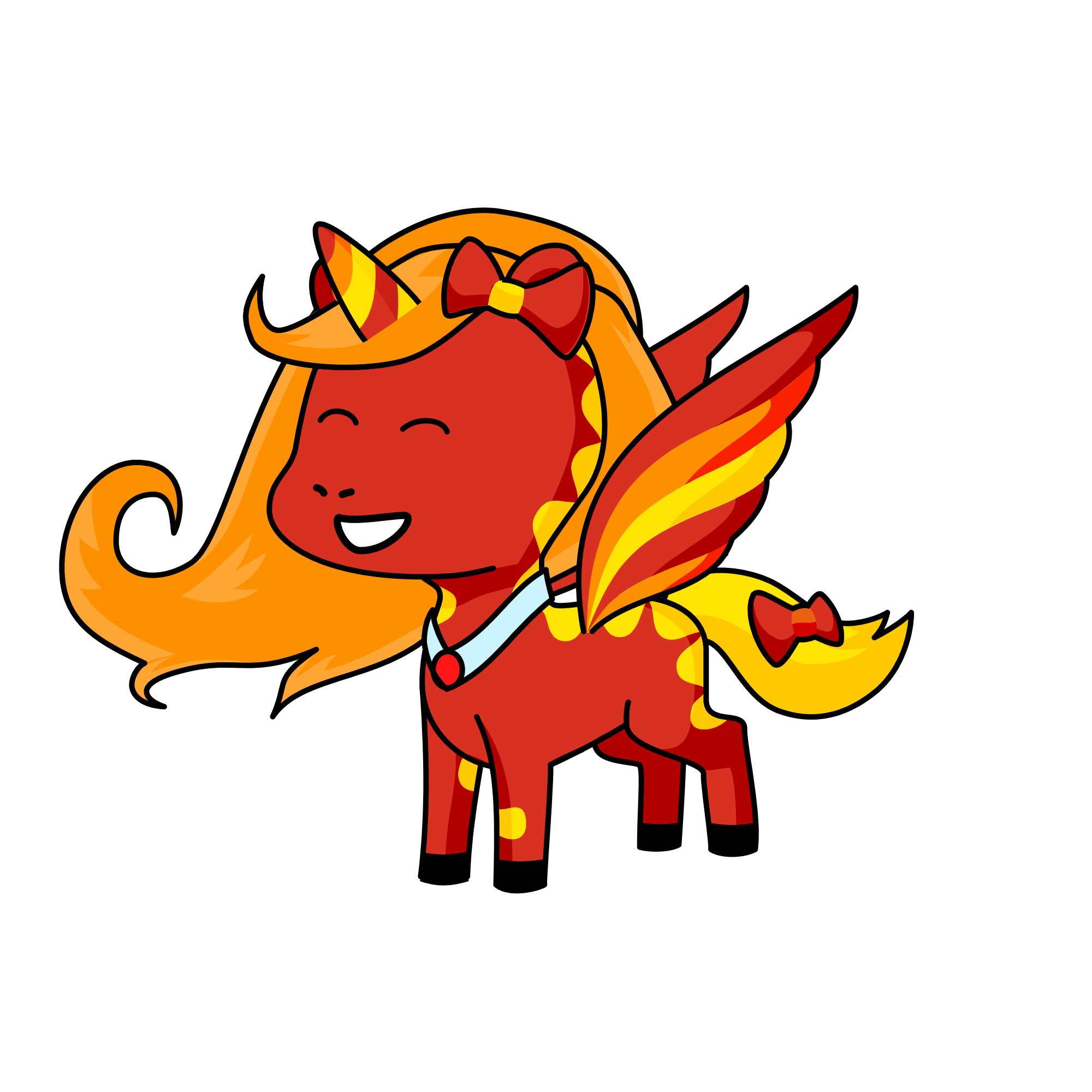 Fire girl, the unicorn