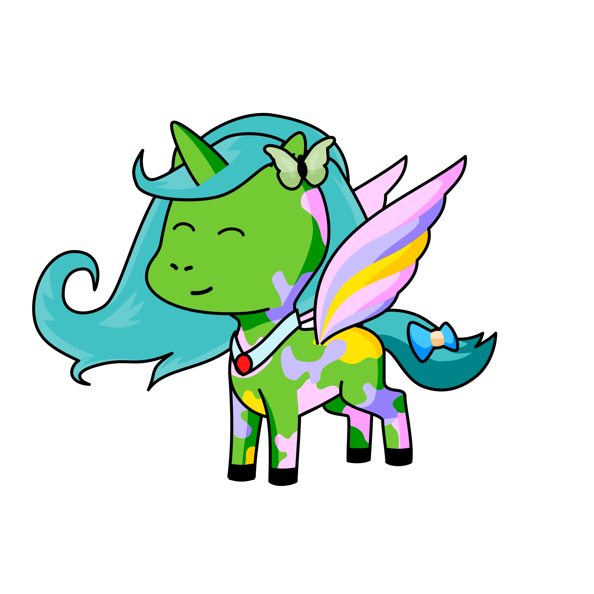 Green girl, the unicorn