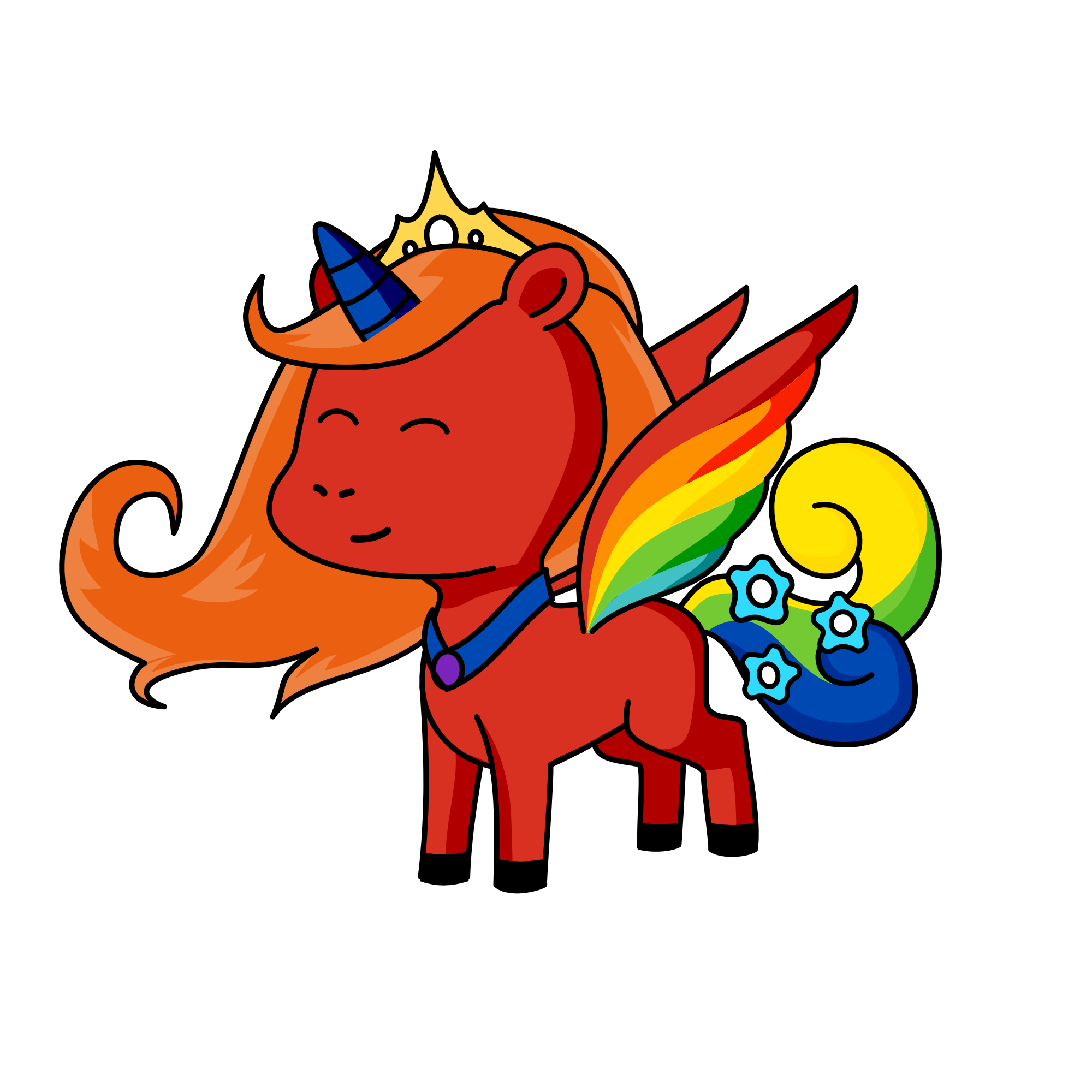 Rainbow girl, the unicorn