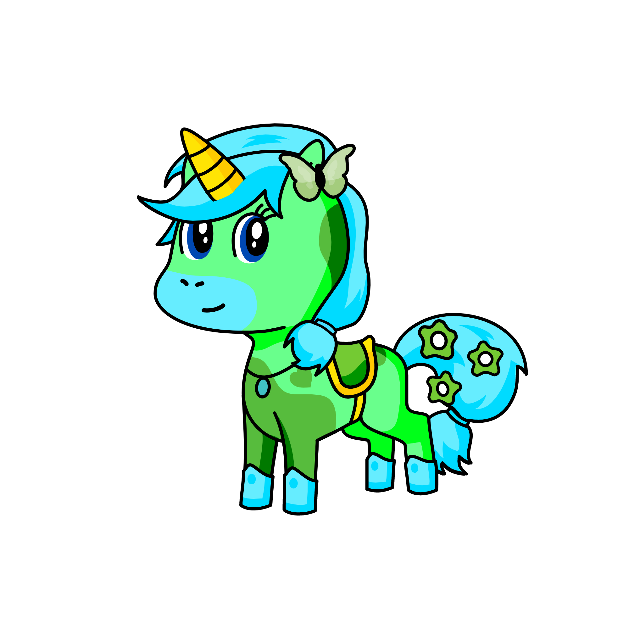 Green, the unicorn